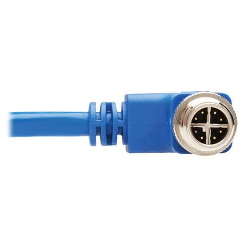 Tripp Lite Tripp Lite M12 X-Code Right-Angle Cat6 Ethernet Cable Blue (M/M), 1 Gbps, UTP, UL CMR-LP Certified for 60W PoE, Heavy-Duty IP68 Rating, 9.8 Feet / 3 Meters, (NM12-603-03M-BL)