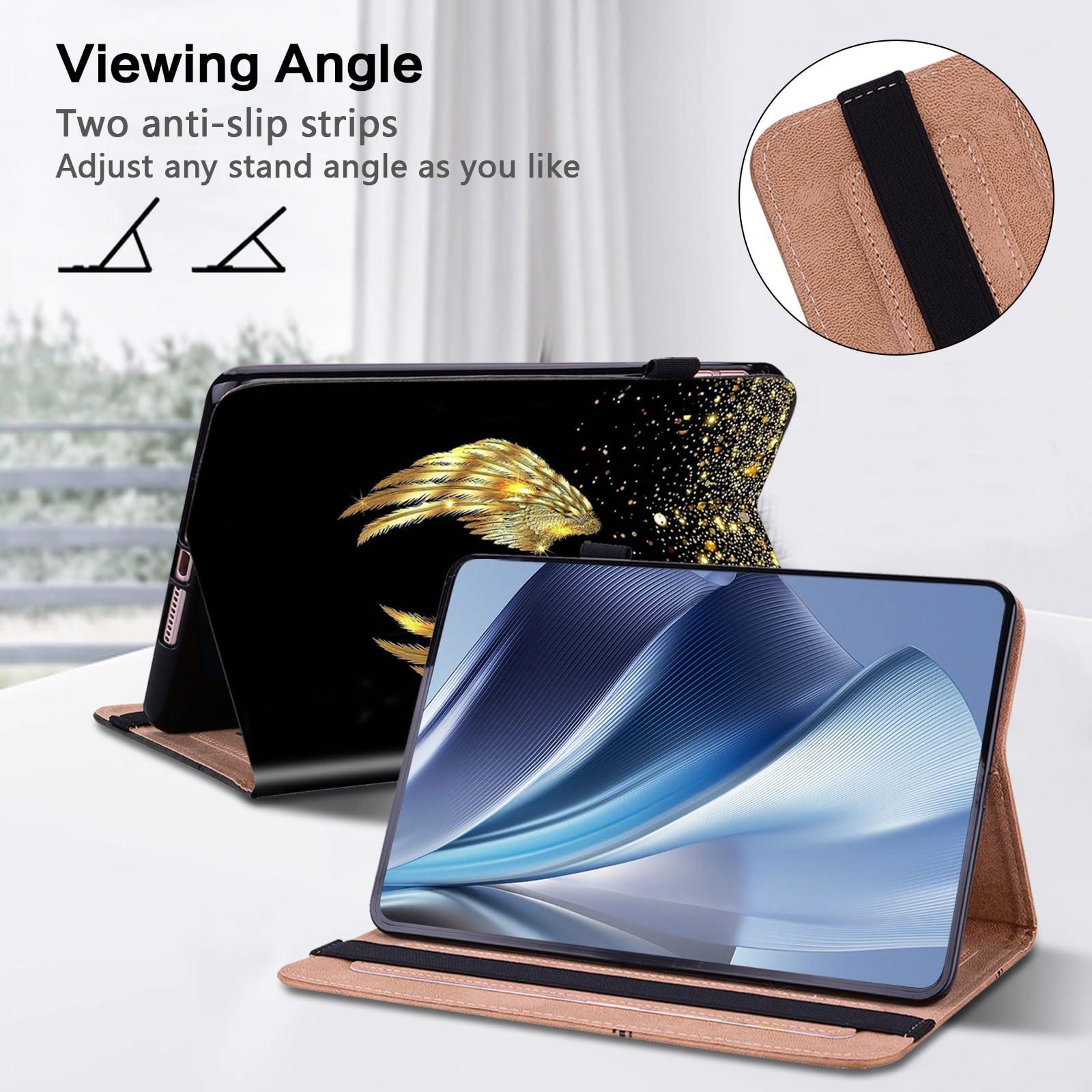ALILANG ALILANG Case for Samsung Galaxy Tab A 9.7 inch (SM-T550 T555 SM-P550 P555) with Stylus, Shockproof Folding Stand Cover - Gold Wings