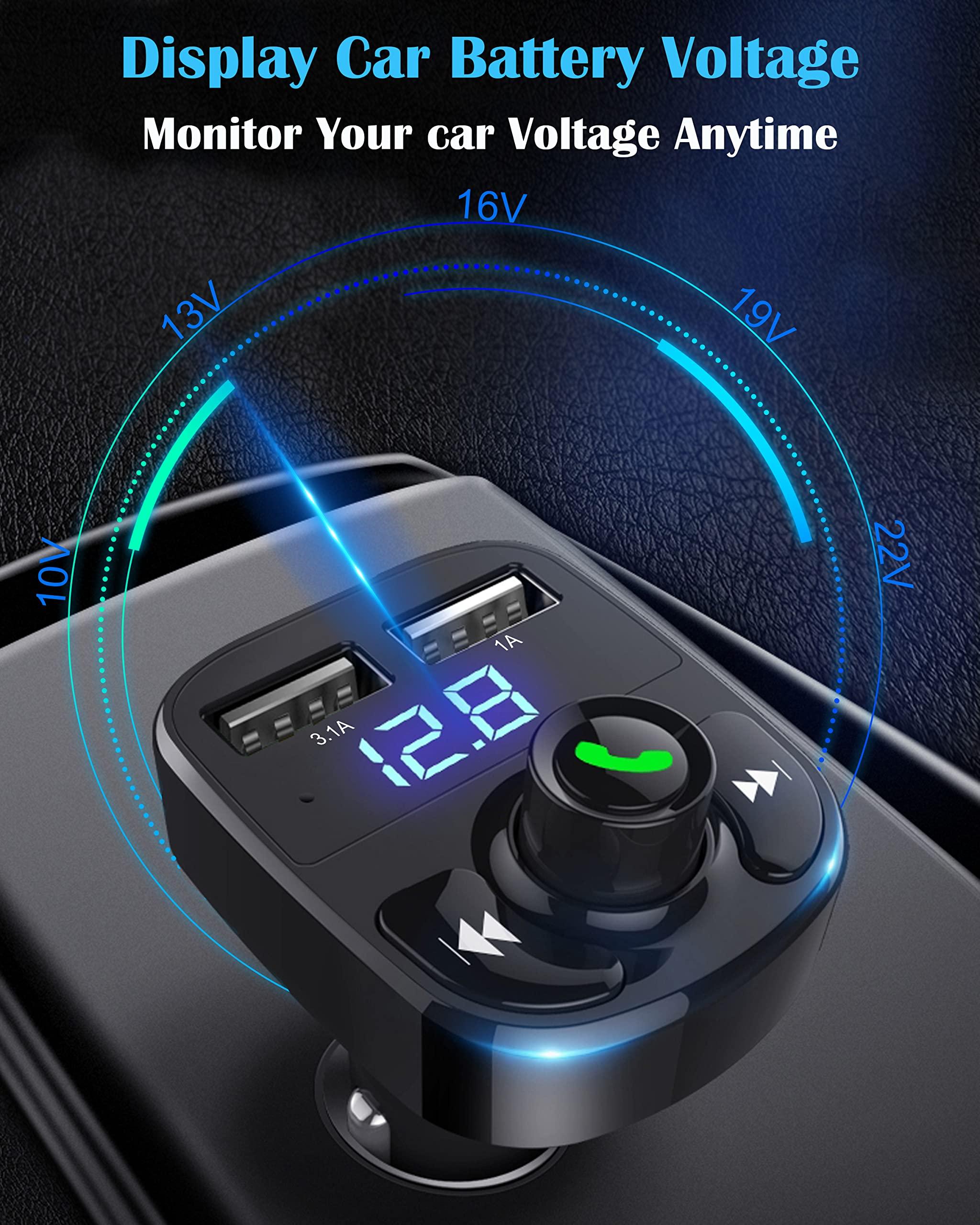 LIHAN Handsfree Call Car Charger,Wireless Bluetooth FM Transmitter Radio Receiver,Mp3 Audio Music Adapter,Dual USB Port Compatible for All Smartphones,Samsung Galaxy,LG,HTC,etc.