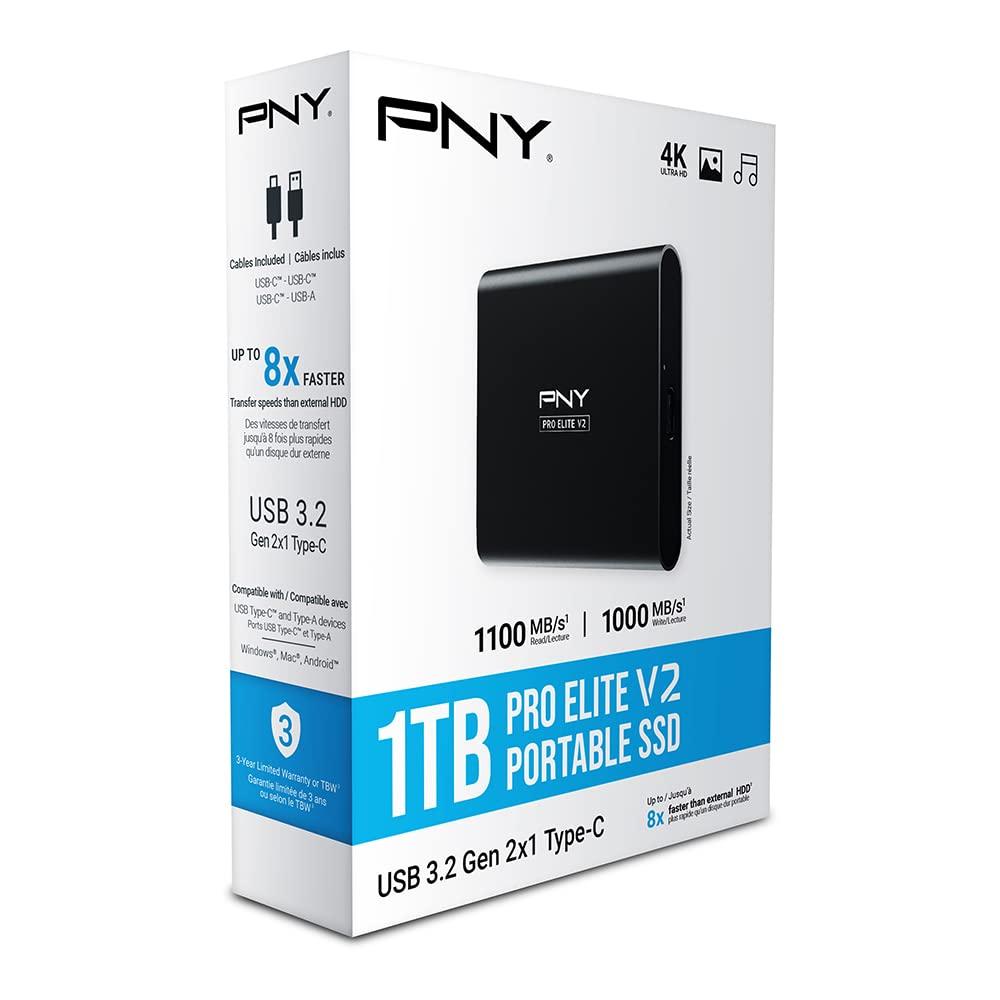 PNY PNY Pro Elite V2 1TB USB 3.2 Gen 2x1 Type-C Portable Solid State Drive (SSD) (PSD0CS2160-1TB-RB)