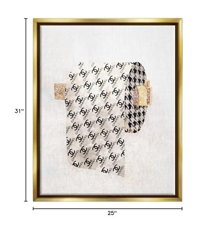 Stupell Industries Stupell Industries Fashion Glam Toilet Paper Designer Detailing Framed Floater Canvas Wall Art Design by Ziwei Li