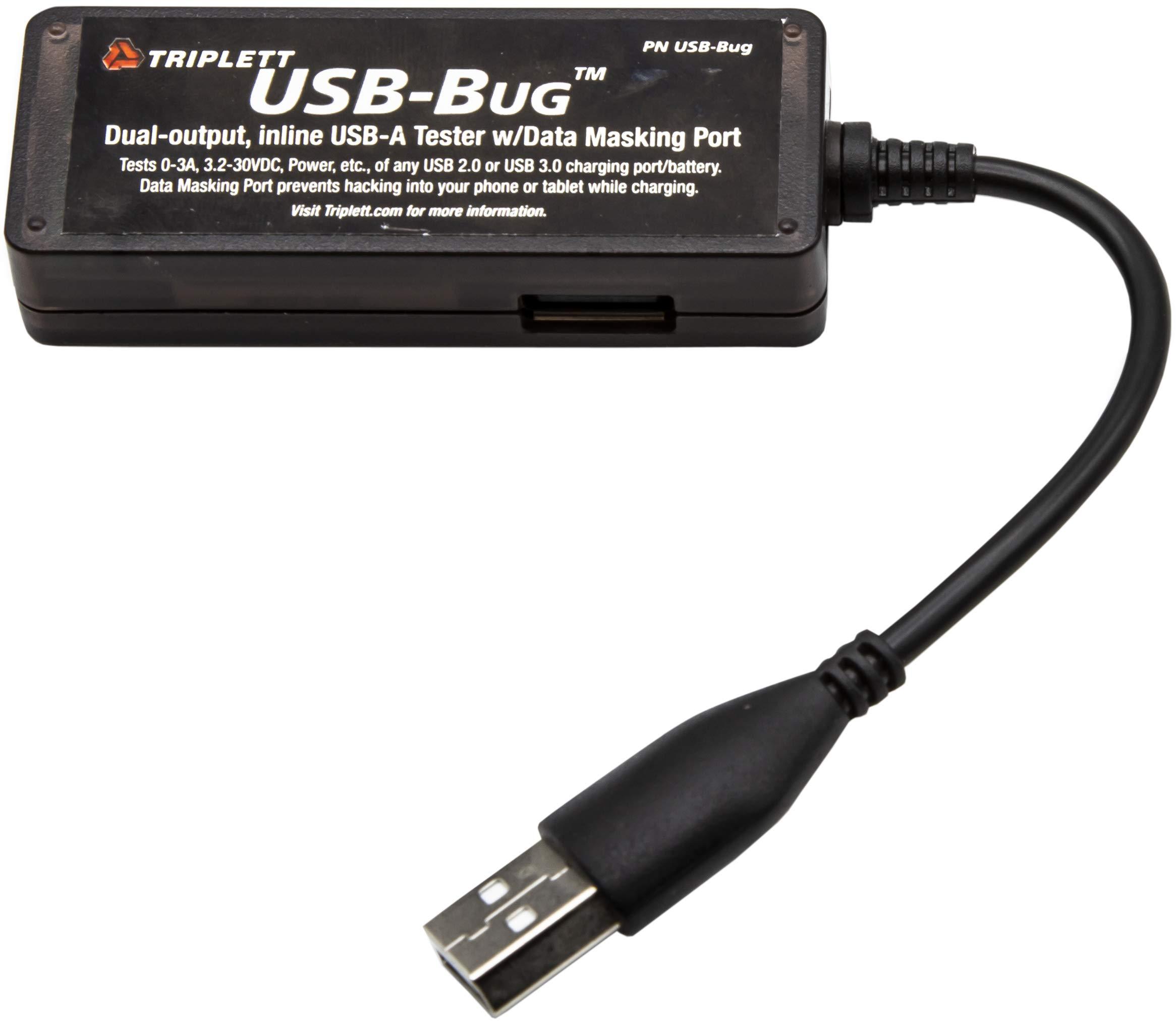 Triplett Triplett USB-Bug Dual-Output Inline USB-A Tester with Data Masking Port