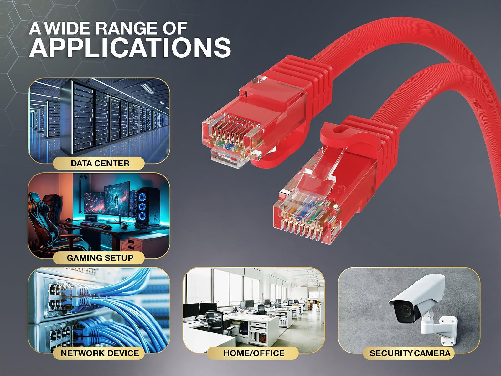 Cable Leader CableLeader 25ft Red Cat6a 500 MHz UTP Snagless Ethernet Network Patch Cable