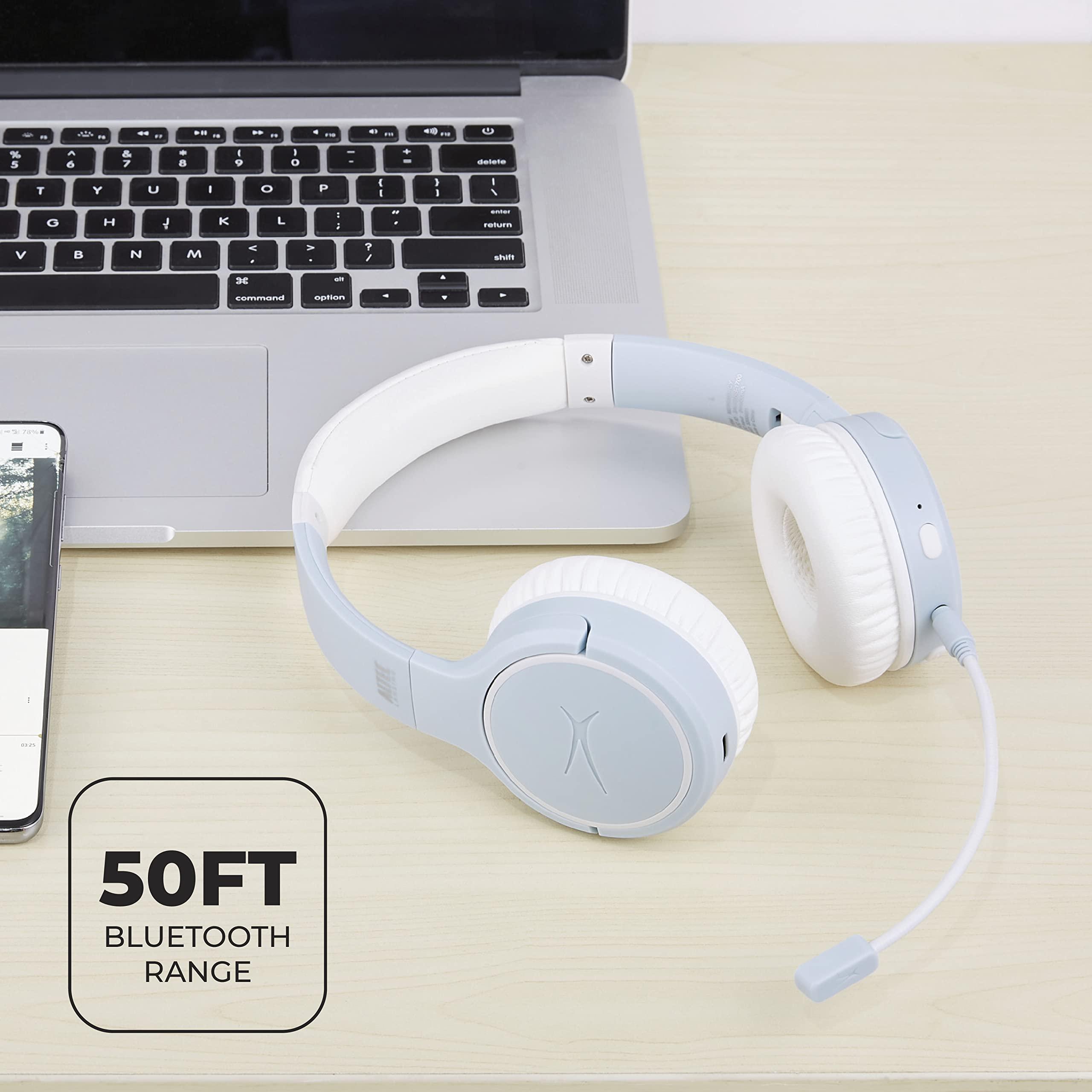 Altec Lansing Altec Lansing Nanophones ANC Bluetooth Wireless Active Noise Cancelling Headphones On Ear Headphones 12 Hour Battery Life, Foldable Earcups, Removeable Mic for Working and Learning from Home (ICY)