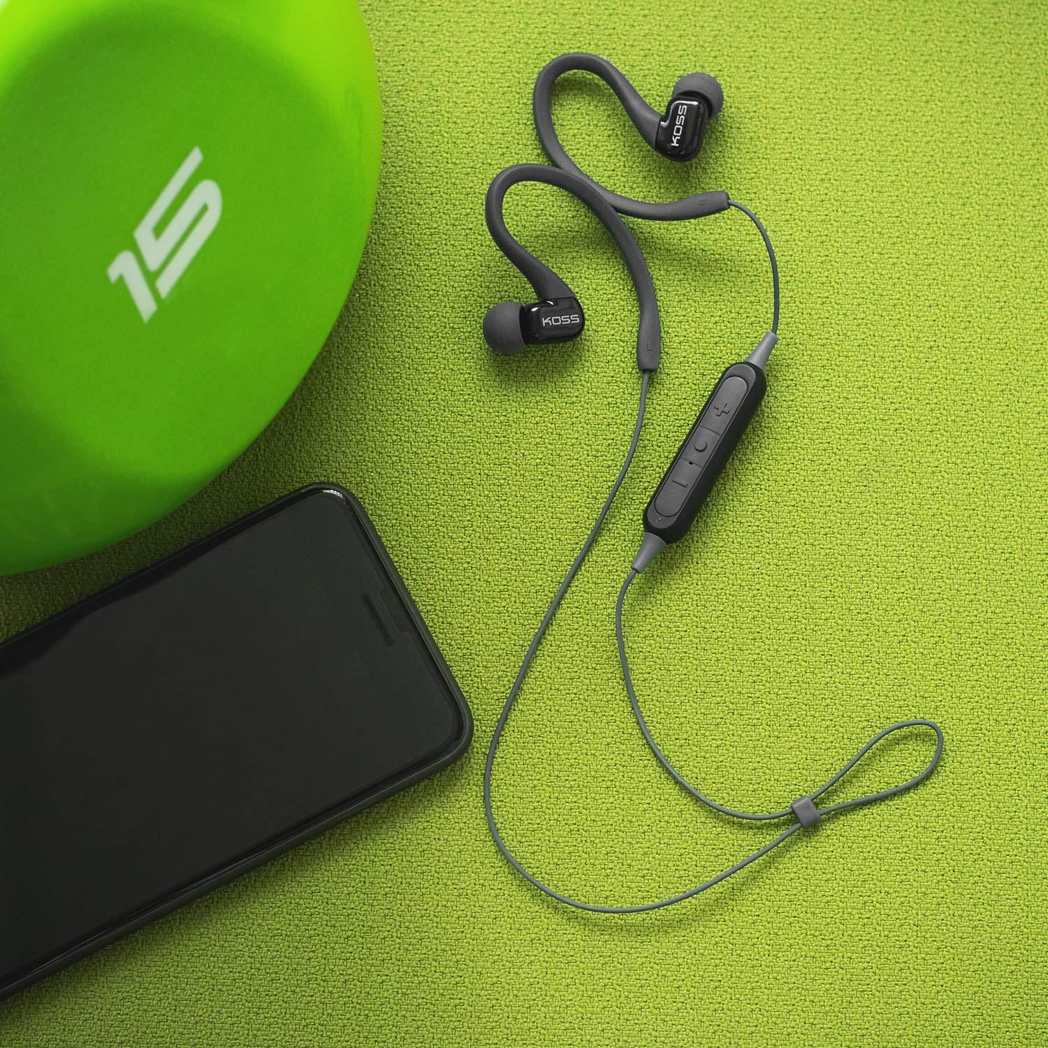 Koss Koss BT232i Wireless Bluetooth Earclips, In-Line Microphone, Volume Control and Touch Remote, Sweat Resistant, Dark Grey and Black