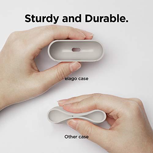 elago elago Liquid Silicone Case Compatible with AirPods Pro Case Cover - Triple Layer Protection, Safeguard Design, Supports Wireless Charging, Visible LED Light [Stone]
