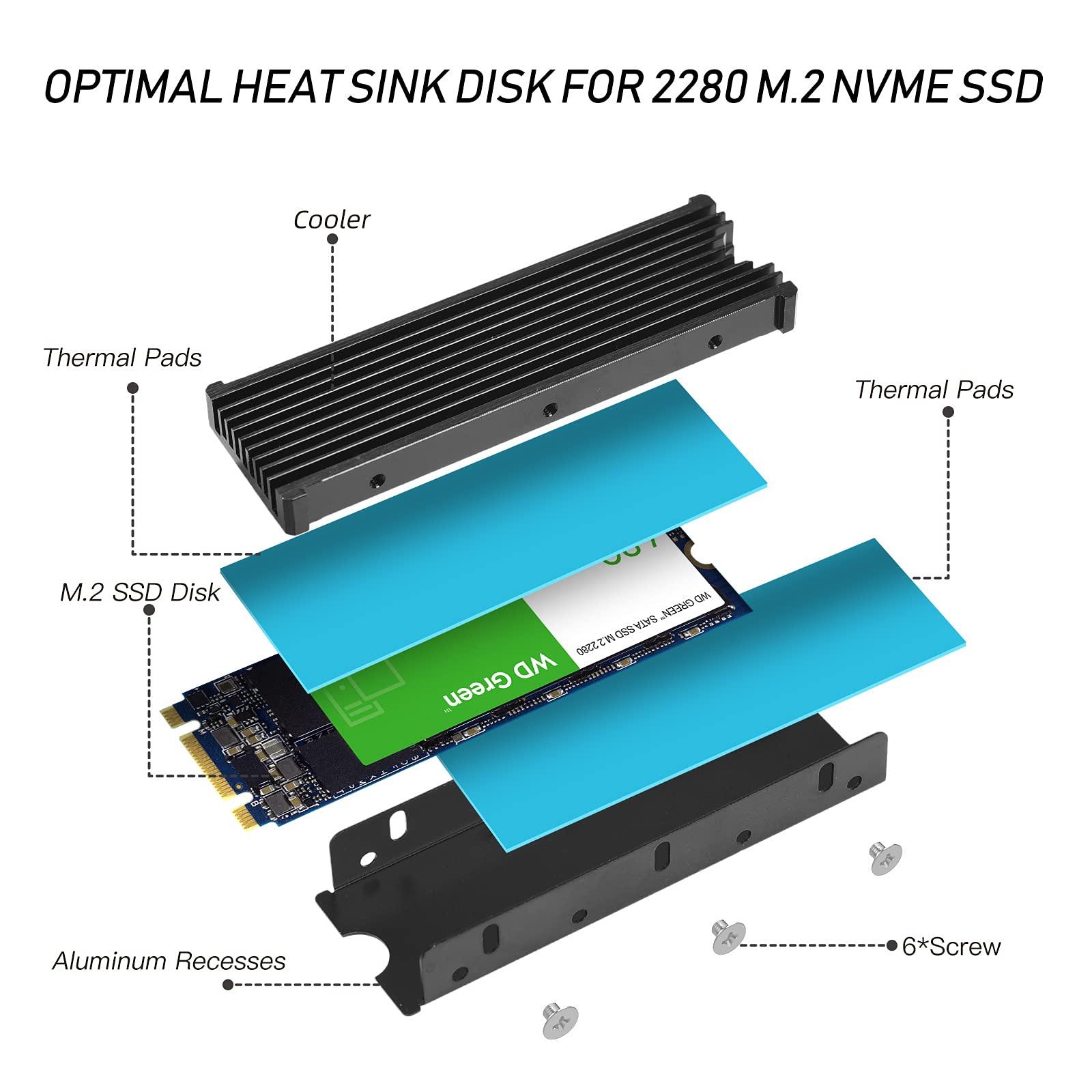 DAMOMCO M.2 PS5 SSD NVMe Heatsink for Samsung 990 980 Pro 970 EVO Plus SN570 SN750 SN850 Firecuda 530 NVME or SATA m2 2280 SSD Cooling Heatsink, Black