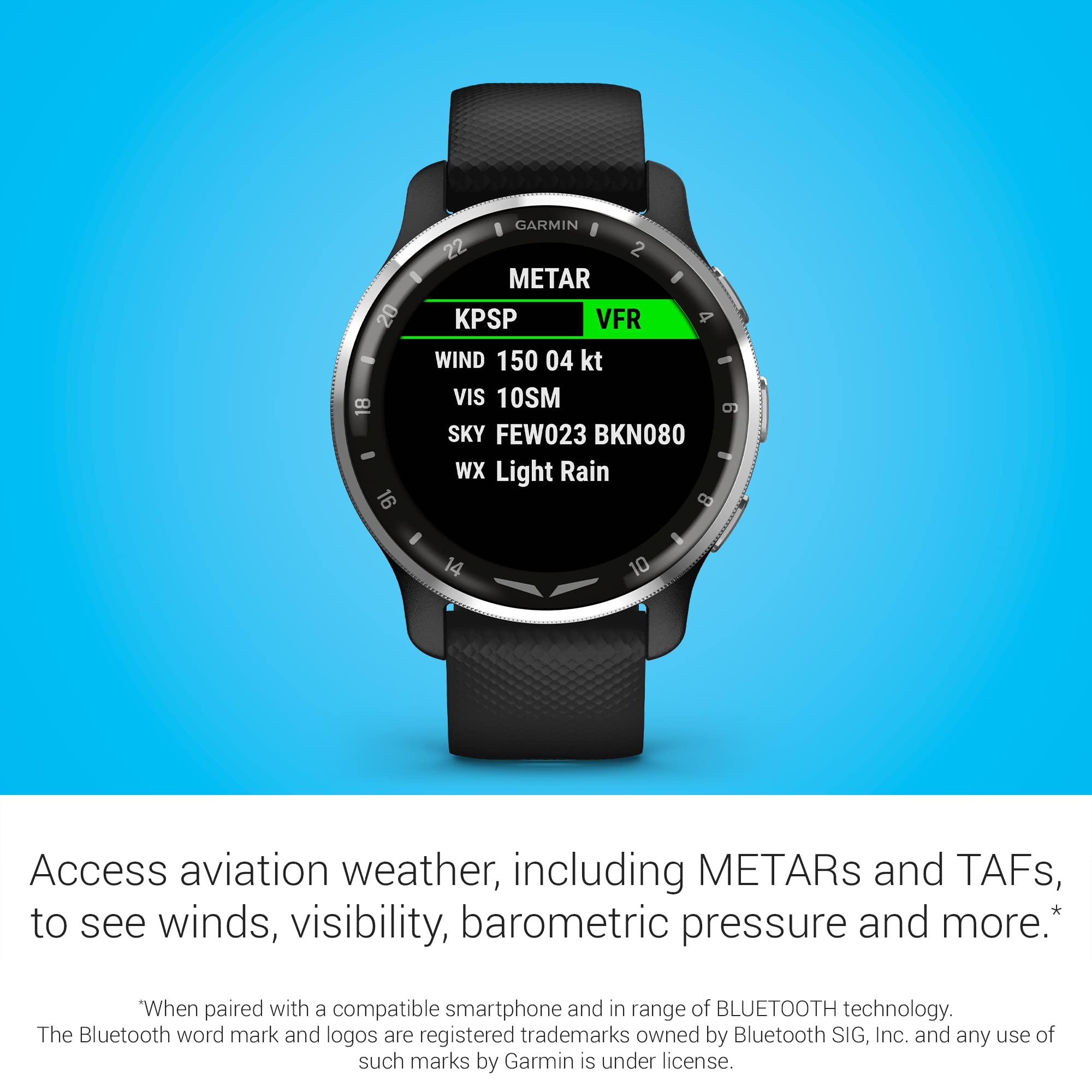 Garmin Garmin D2 Air X10, Touchscreen Aviator Smartwatch with GPS, Aviation Weather, Call and Text, Health and Wellness Features and More, Black