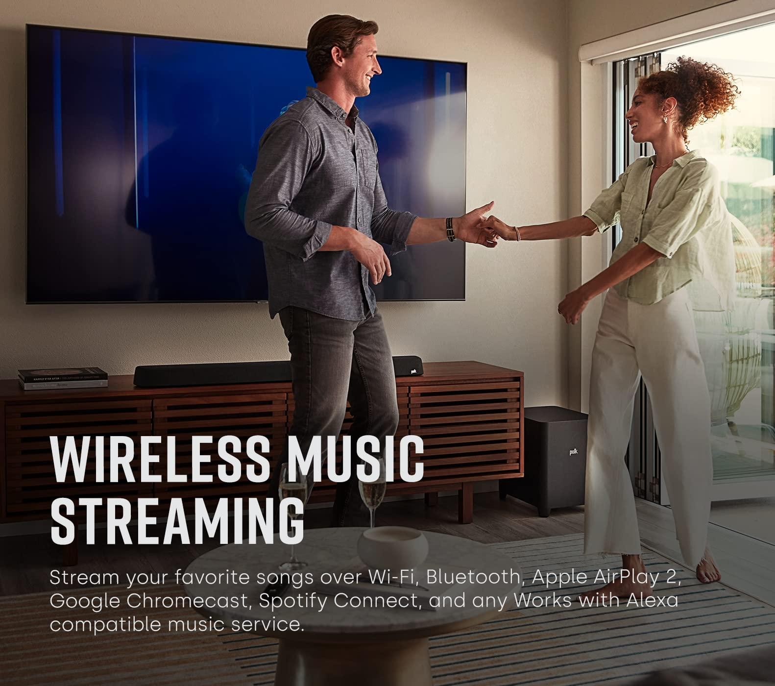 Polk Audio Polk MagniFi Max AX 5.1.2 Channel Sound Bar with 10\" Wireless Subwoofer, Dolby Atmos and DTS:X Certified, Polk\'s Patented VoiceAdjust & SDA Technologies, Easy Setup, Black