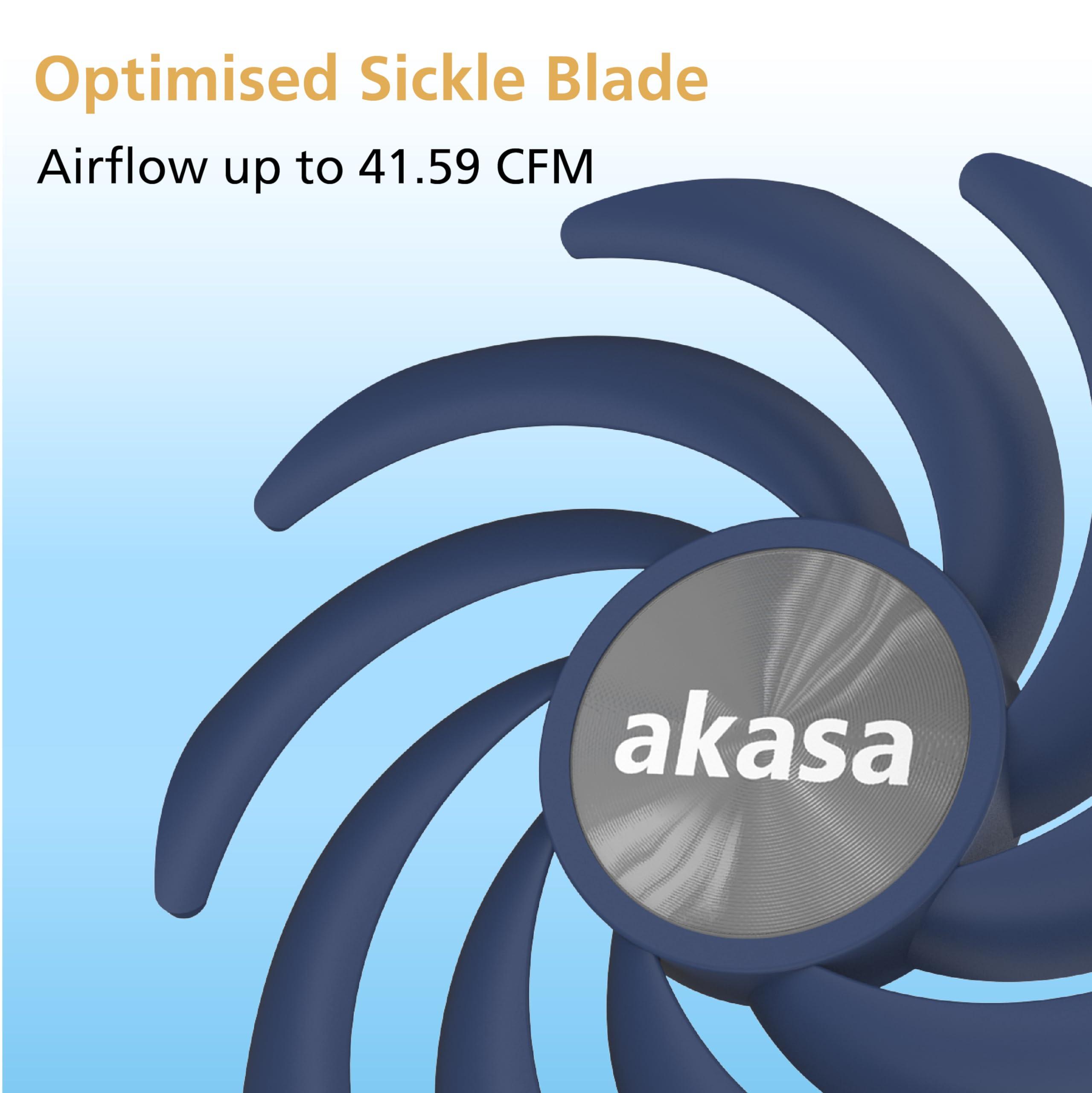 Akasa Akasa Alucia XS12, 120mm PWM Case Fan, High Performance Cooling Fan, 4 Pin, 120 x 15mm Sizing Slim Low-Noice, Up to 2000 RPM & 41.59 CFM, Blue, AK-FN122-BL