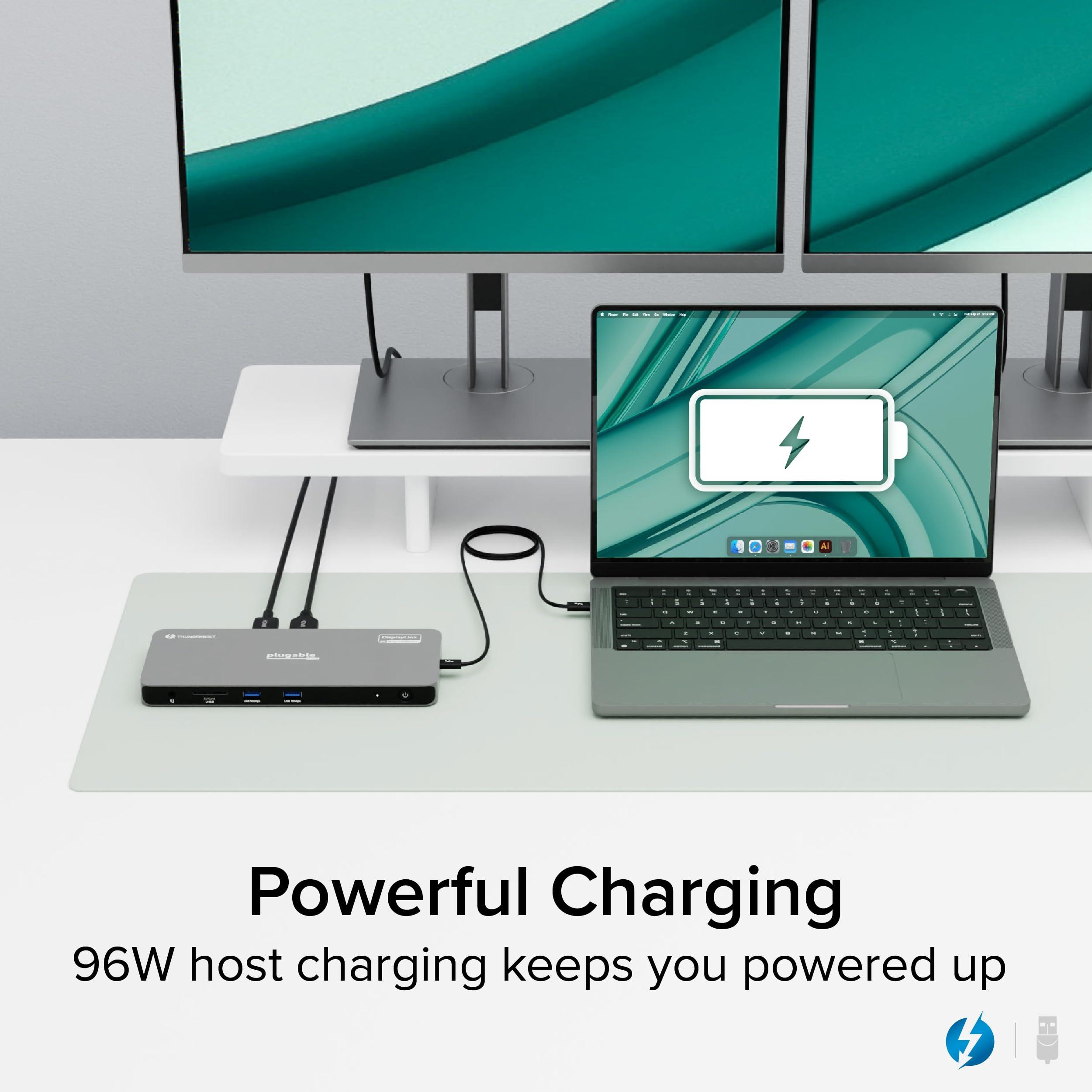 Plugable Plugable Thunderbolt 4 Dock for Quad Monitors 100W, Thunderbolt Docking Station Connects up to Four 4K Monitors for Windows and Mac Laptops, 2x HDMI, 4x Thunderbolt 4/USB C, Driver Required TBT-6950PD