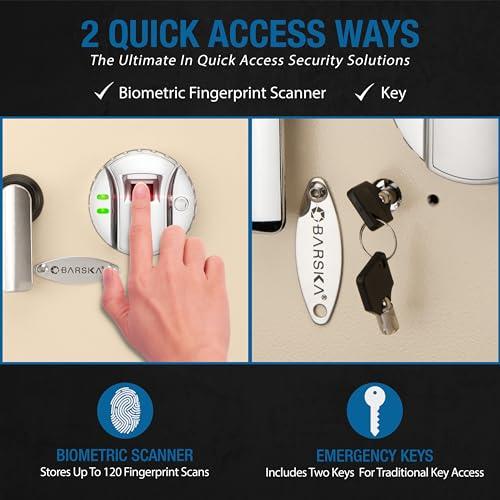 BARSKA Barska Biometric Fingerprint Digital Security Hidden In Wall Safe Between Standard Wall Studs 0.83 Cu Ft - Right Opening