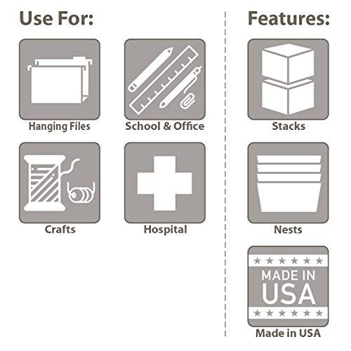 Akro-Mils Akro-Mils 12 Gallon KeepBox File Box Plastic Stackable Storage Container with Hinged Attached Lid and Rails for Hanging File Folders, 21-Inch L x 15-Inch W x 12-Inch H, Clear/Blue