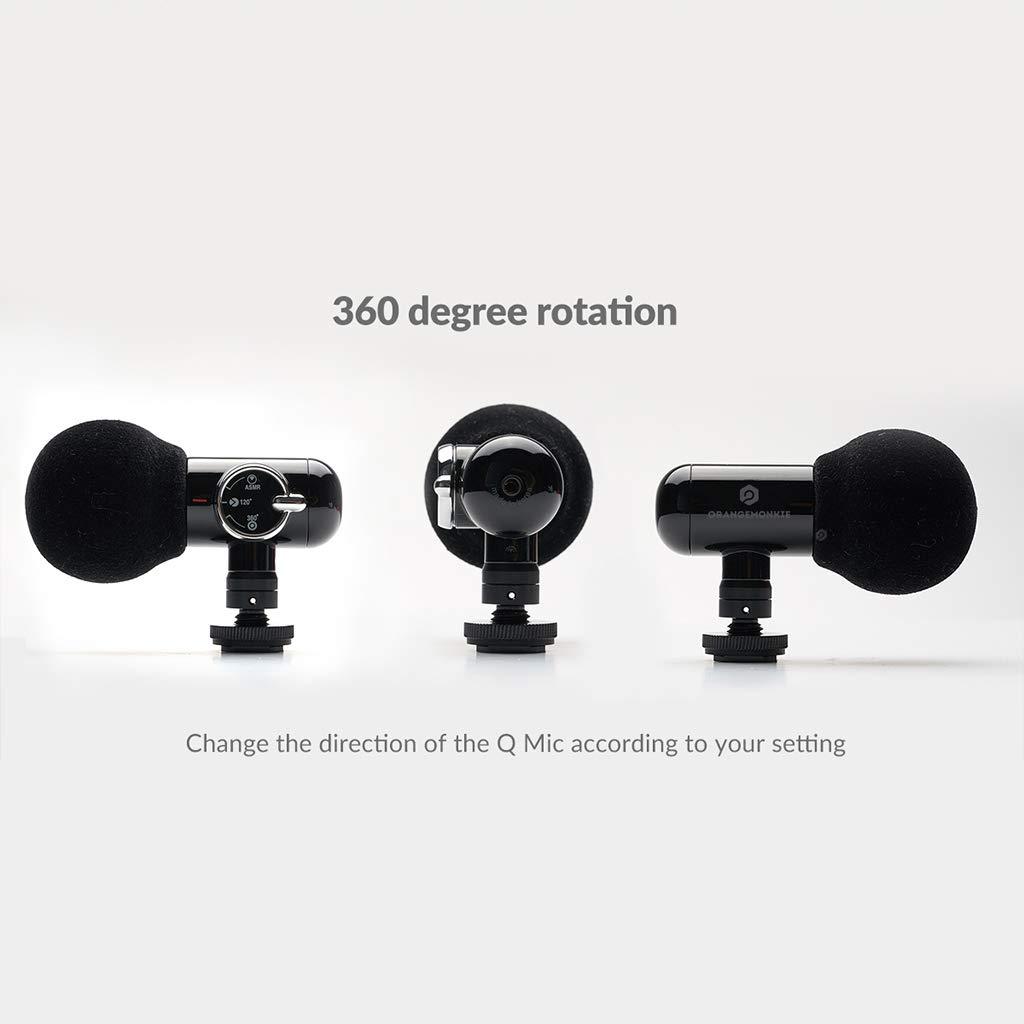 ORANGEMONKIE ORANGEMONKIE / Q-Mic (All-in-One ASMR Direct Omni 360 Microphone, 2 Tripod, 4 Cables, Phone Holder, Case) / Smartphone, DSLR Video Recording Kit for YouTube, TikTok, Vlogging, Filmmaker