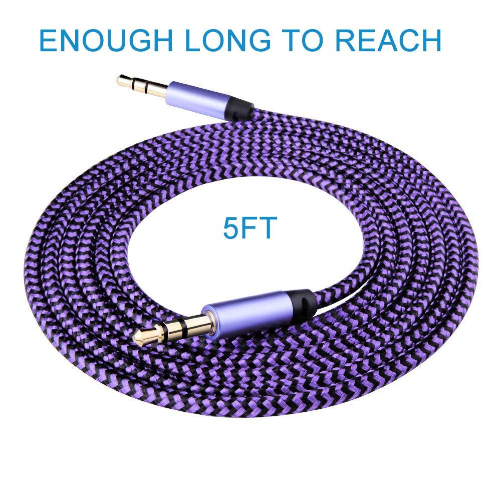 AILKIN AILKIN AUX Cord for Car, 2 Pack 3.5mm Auxiliary Audio Cable, Braided Stereo AUX Chords Compatible Headphone Car, iPhone, iPod, iPad, Samsung Galaxy, HTC, LG, Google Pixel, Tablet & More-5Feet/1.5M