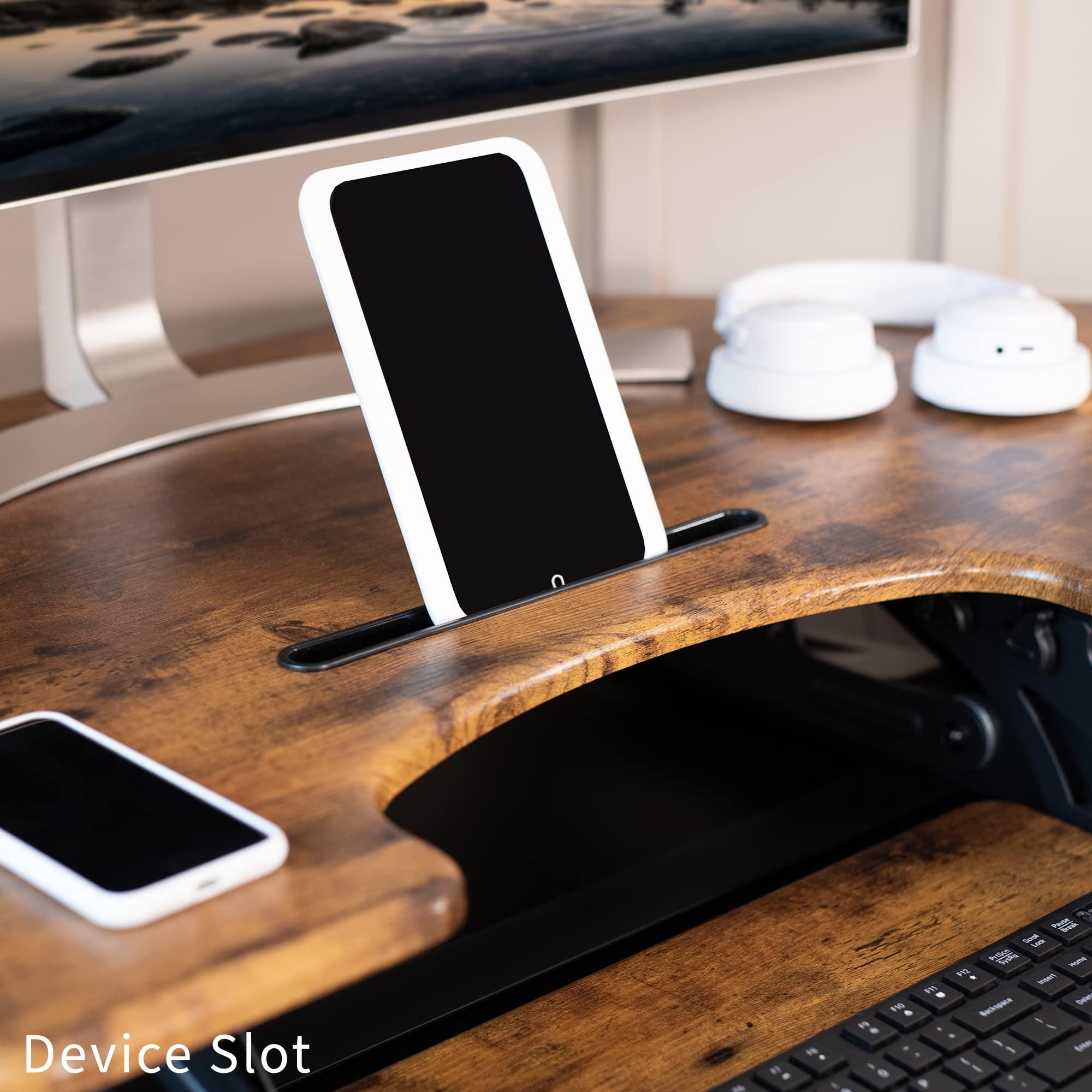 VIVO VIVO 43 inch Corner Height Adjustable Cubicle Stand Up Desk Converter, V Series, Quick Sit to Stand Tabletop Dual Monitor Riser Workstation, Rustic Vintage Brown, DESK-V000VCN