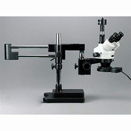 AmScope AmScope SM-4TZ-FRL-MB Digital Professional Trinocular Stereo Zoom Microscope, WH10x Eyepieces, 3.5X-90X Magnification, 0.7X-4.5X Zoom Objective, 8W Fluorescent Ring Light, Double-Arm Boom Stand, 110V-120V, Includes 0.5X and 2.0X Barlow Lenses and 1.3