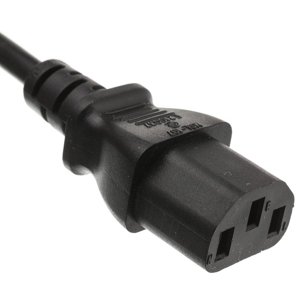 CableWholesale CableWholesale 3 feet Computer/Monitor Power Cord, C13 Female to NEMA 5-15P Male Plug, 3 Pin, 16 AWG, SJT, 13 Amp, C13 to Nema 5-15P Power Cable for PC/Monitor, Black