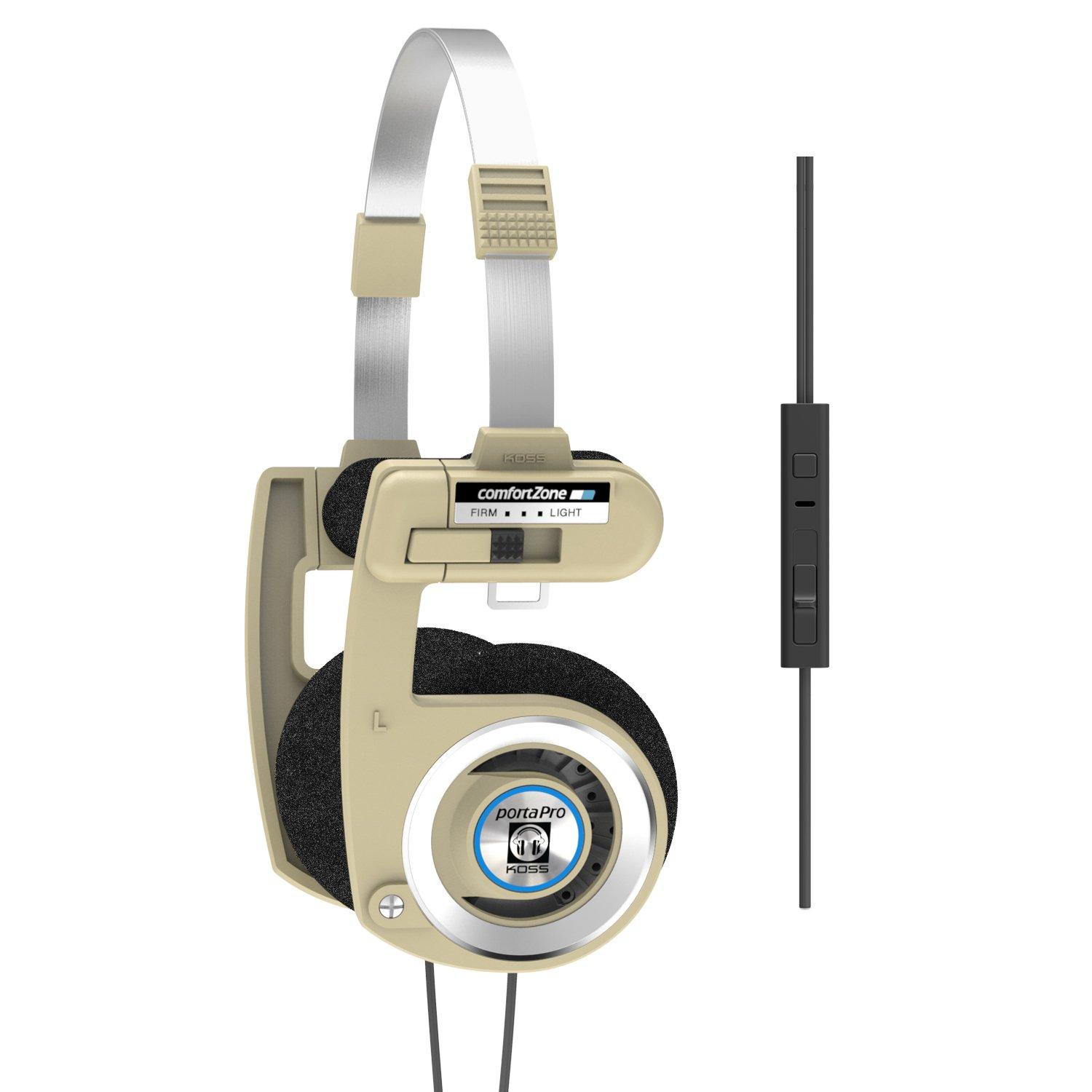 Koss Koss Porta Pro Limited Edition On-Ear Headphones, in-Line Microphone, Volume Control and Touch Remote Control, Retro Style, Includes Hard Carry Case, Wired with 3.5mm Plug, Rhythm Beige