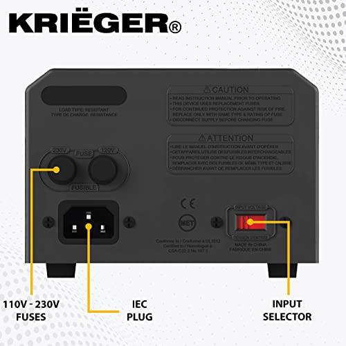 K KRIËGER Krieger 350 Watt Voltage Transformer, 110/120V to 220/240V Step Up Step Down Voltage Converter with AC Outlets, MET Approved Under UL, CSA