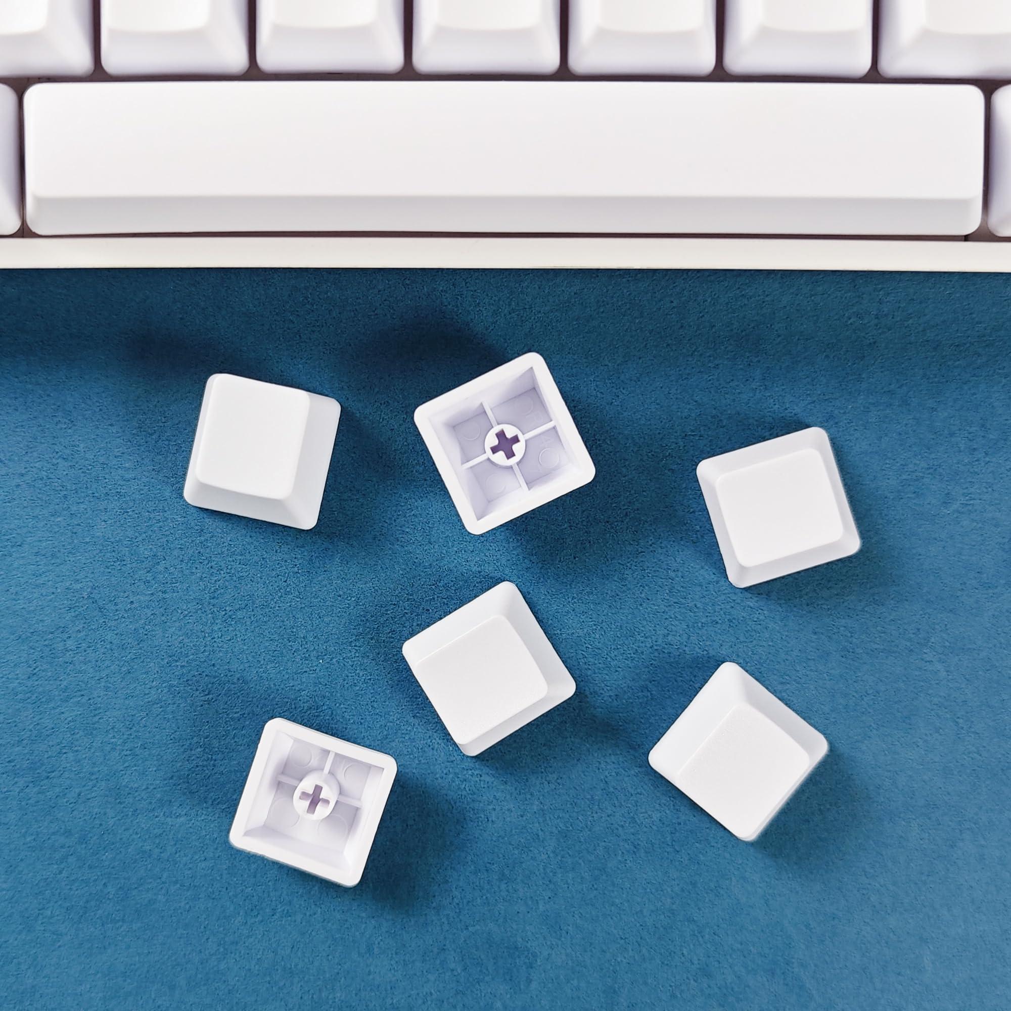 NPKC Blank Thick PBT OEM Profile 61 ANSI Keycaps for MX Switches Mechanical Keyboard (White)(Only Keycap)