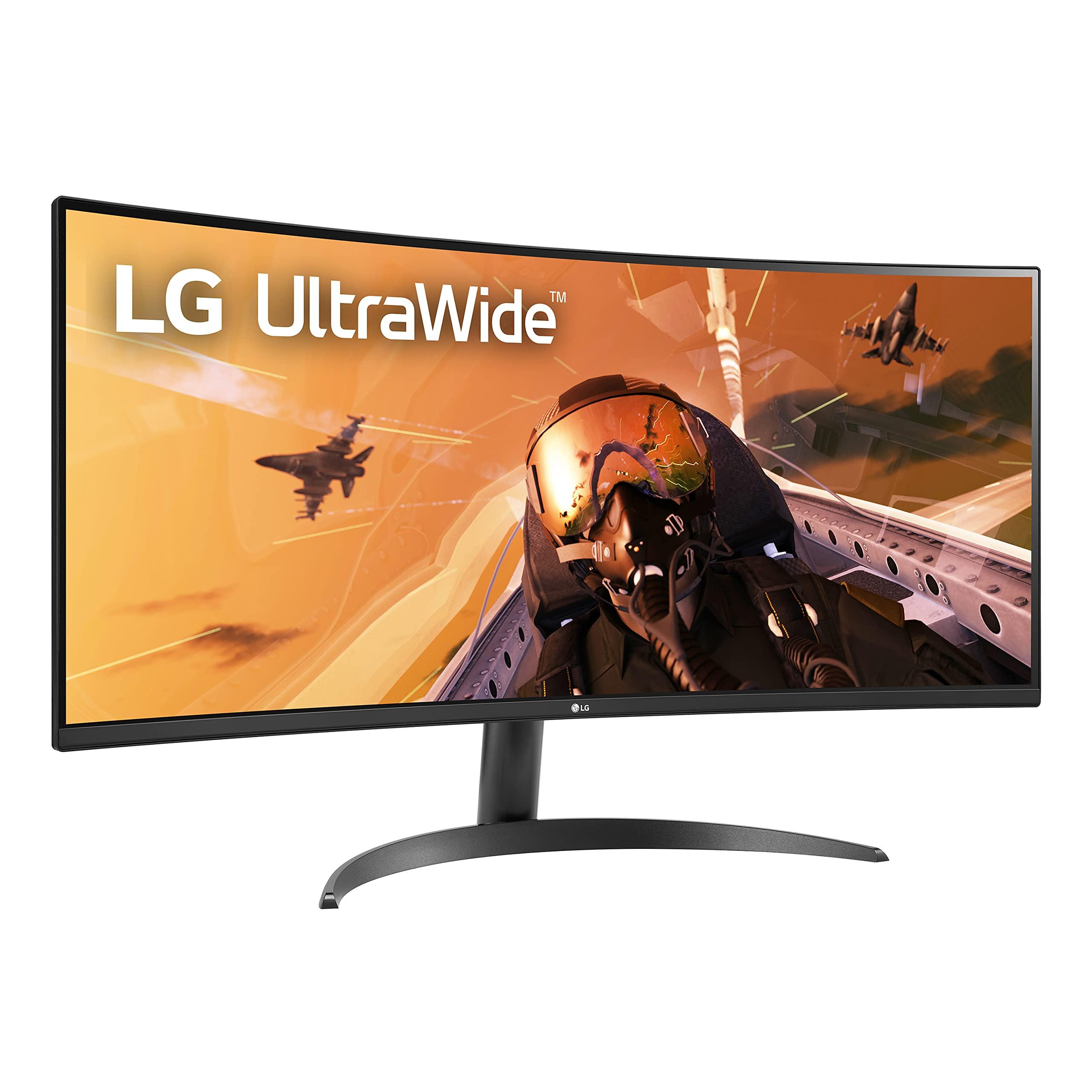 LG LG 34WP60C-B 34-Inch 21:9 Curved UltraWide QHD (3440x1440) Gaming Computer Monitor with 160Hz sRGB 99% Color Gamut and HDR 10, AMD FreeSync Premium and 3-Side Virtually Borderless Screen Tilt,Black