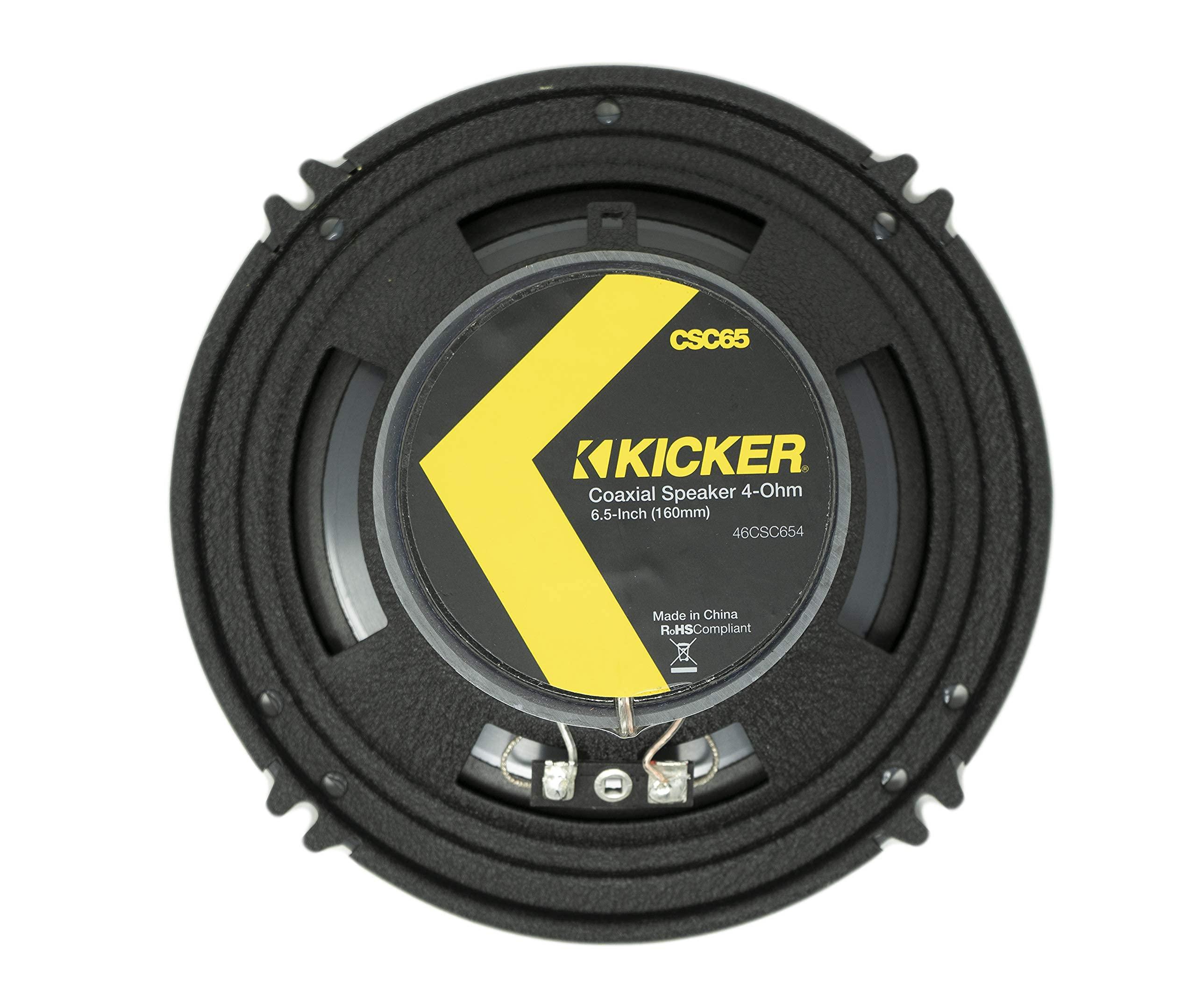 KICKER KICKER CSC65 CS Series 6.5 Inch 300 Watt 4 Ohm 2-Way Car Audio Coaxial Speakers System with Polypropylene Cone, PEI Tweeters & EVC Technology, Pair (Renewed)