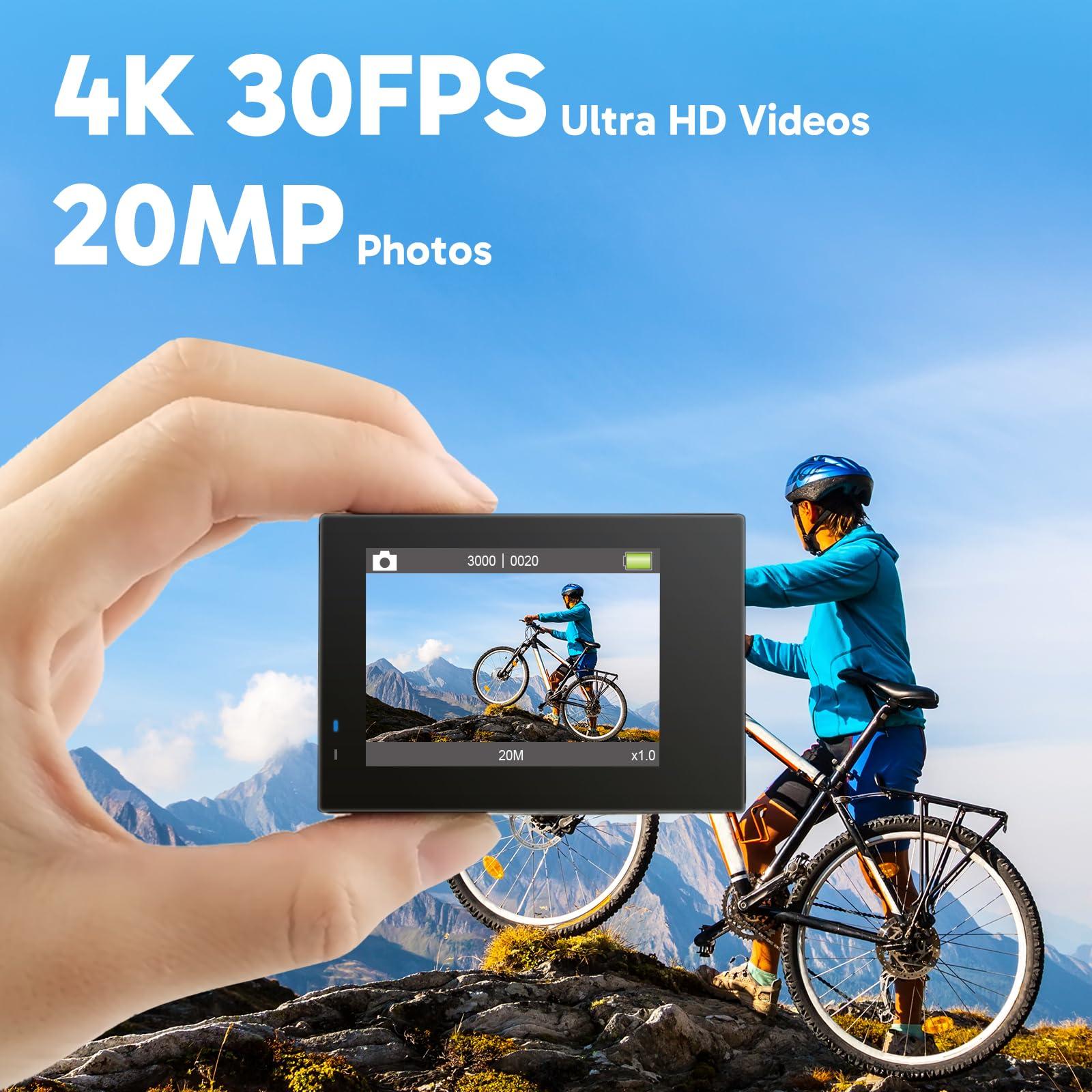 AKASO AKASO Brave 4 Action Camera with 64GB MicroSDXC Memory Card and 1.2M Selfie Stick and a Tripod Bundle