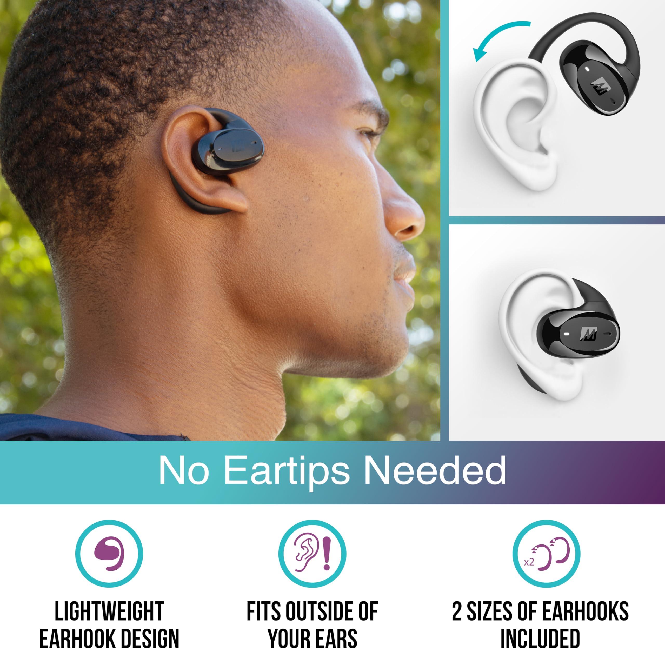 MEE audio MEE audio AirHooks Pro True Wireless Open Ear Sports Headphones Bluetooth Earbuds - Comfortable Sweatproof Non-Isolating Headset Earphones for Safer Workouts & Running