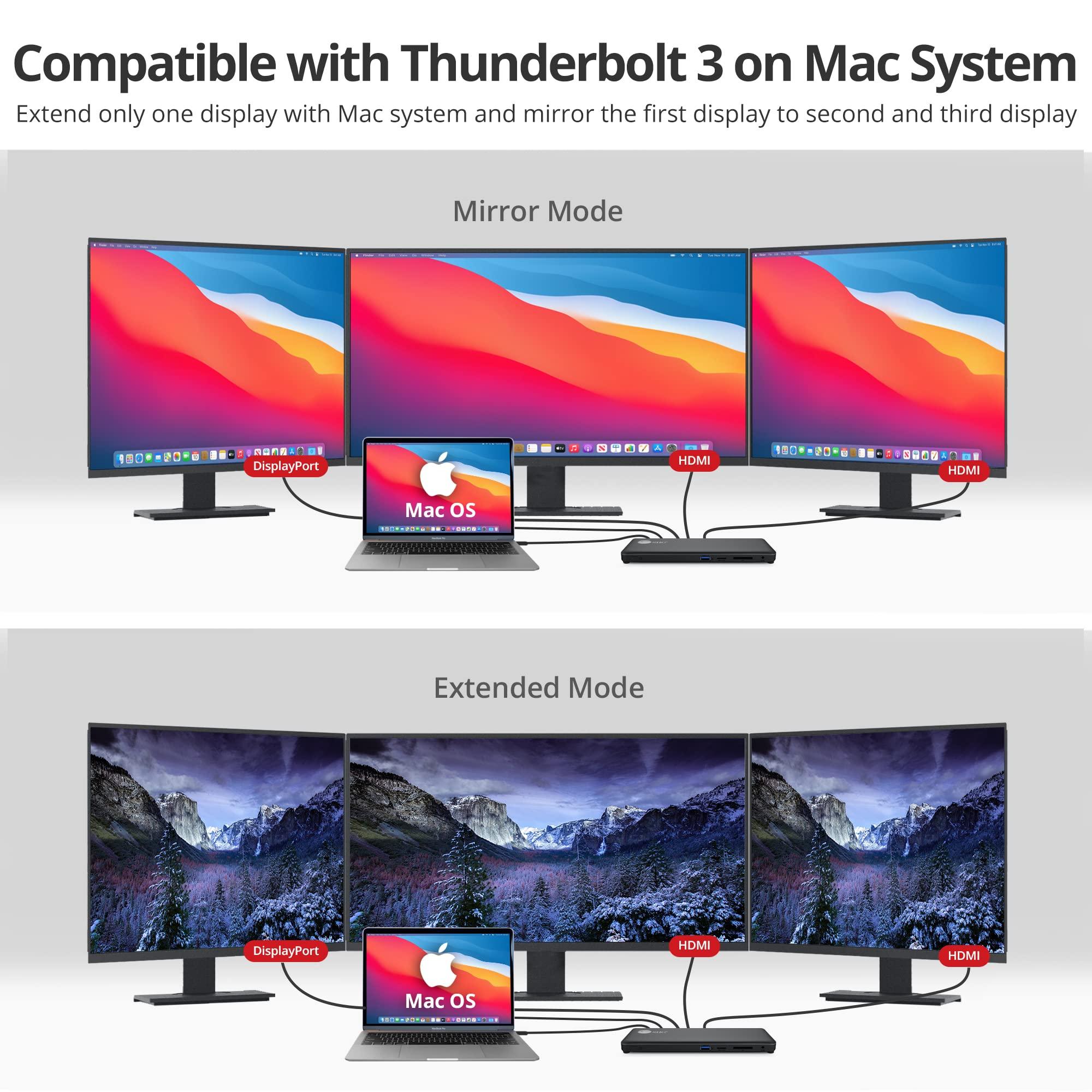 SIIG SIIG USB-C MST Triple Monitor Docking Station for Windows Thunderbolt 3 Compatible Single 4K Dual 2K Triple 1080p 65W PD, HDMI/DisplayPort, Gigabit Ethernet, SD/TF, USB 3.0 and Audio (JU-DK0R11-S1)