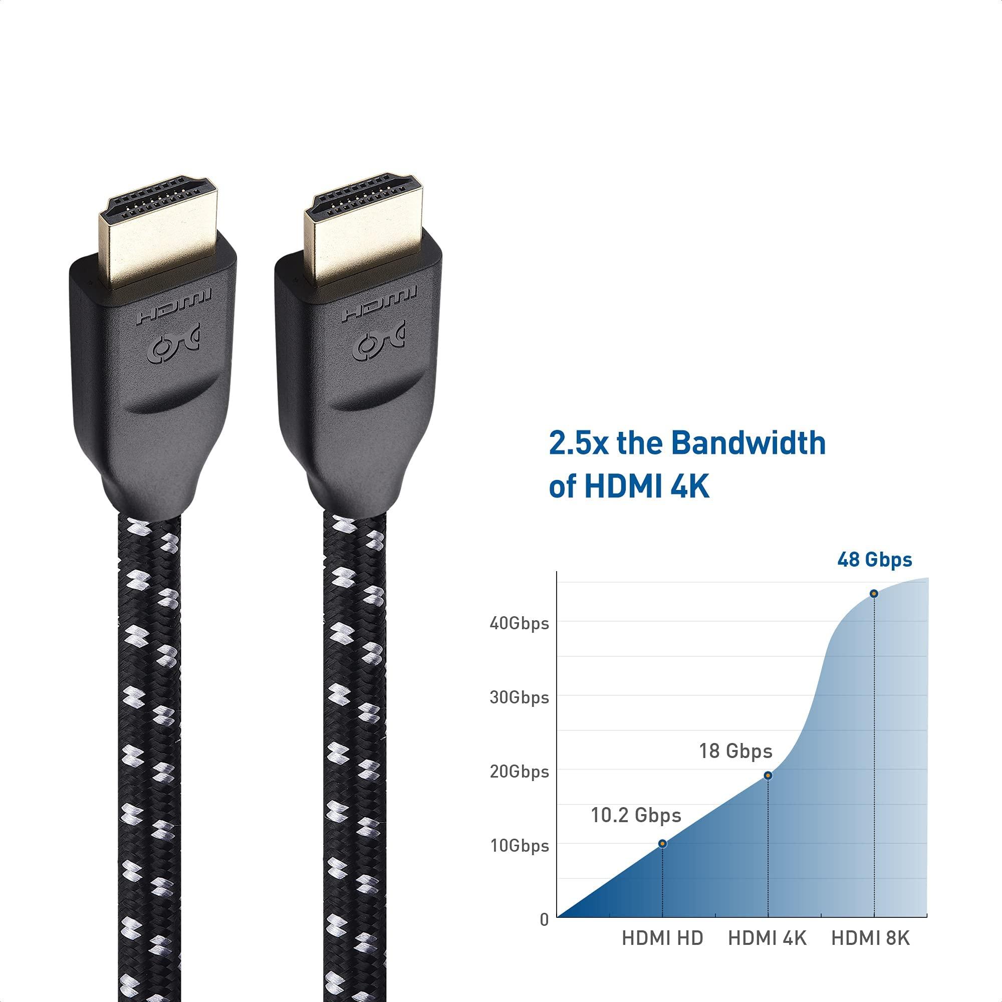 Cable Matters Cable Matters [Ultra High Speed HDMI Certified] Braided 48Gbps 8K HDMI Cable 16.4 ft / 5m with 8K@60Hz, 4K@240Hz and HDR Support for PS5, Xbox Series X/S, RTX3080 / 3090, Apple TV and More in Black