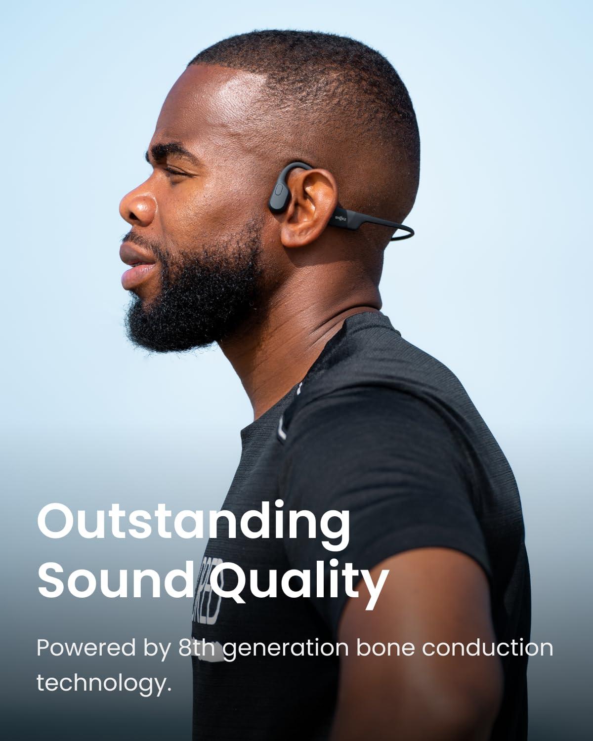 SHOKZ SHOKZ OpenRun (AfterShokz Aeropex) - Open-Ear Bluetooth Bone Conduction Sport Headphones - Sweat Resistant Wireless Earphones for Workouts and Running - Built-in Mic (Renewed)