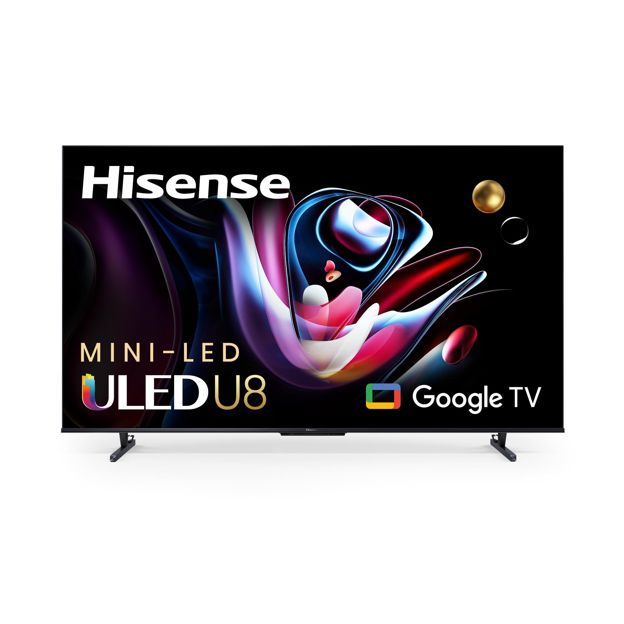 Hisense Hisense 55-Inch Class U8 Series Mini-LED ULED 4K UHD Google Smart TV (55U8K) - QLED, 480 Motion Rate, 144Hz Game Mode Pro, Dolby Vision IQ, HDMI 2.1, Alexa Compatibility, 2.1.2 Multi-Channel Audio