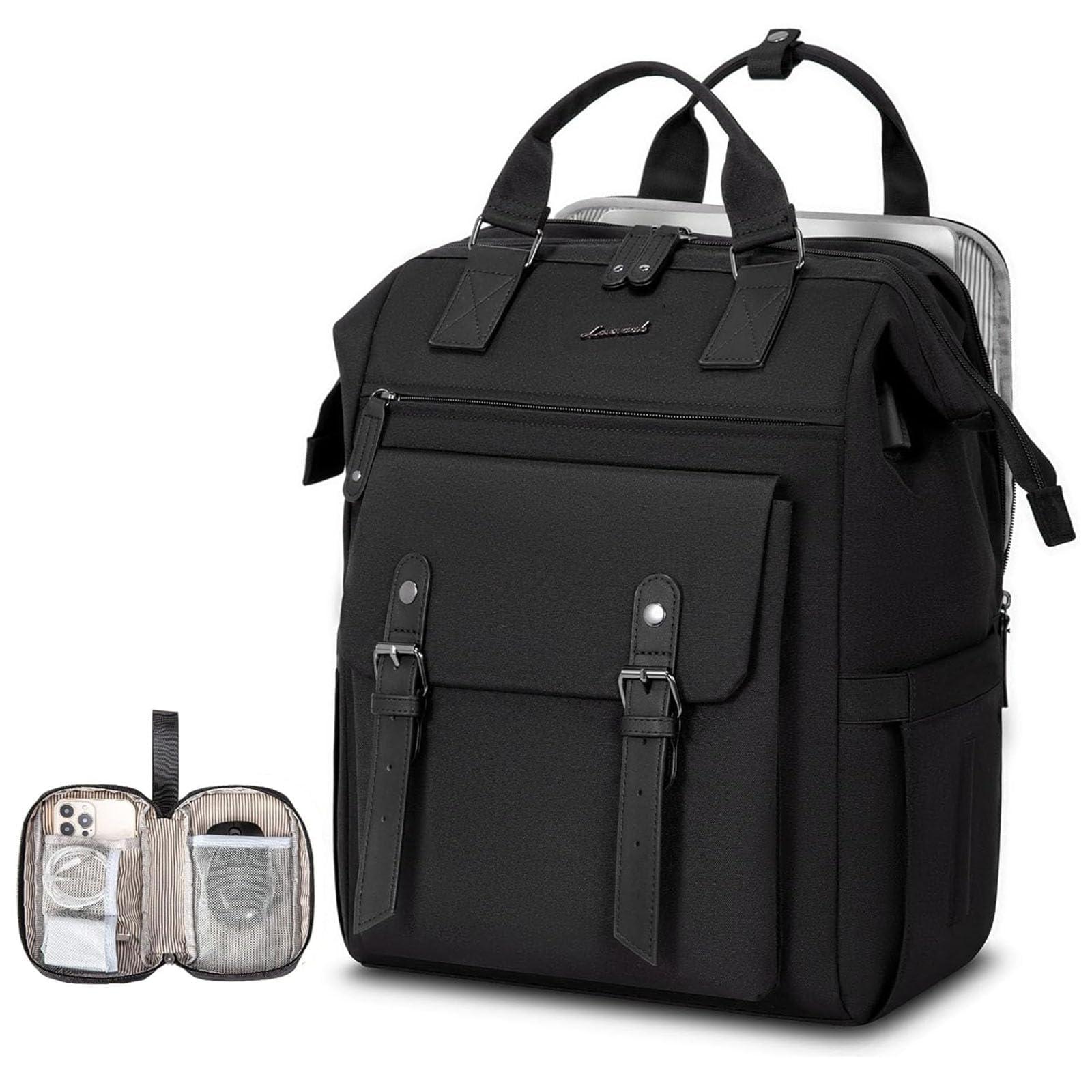 LOVEVOOK LOVEVOOK Laptop Backpack, Travel Bag with 17.3 inch Laptop Compartment, Water Resistant Teacher Nurse Doctor Work Bag, Anti-theft Daypack, Black