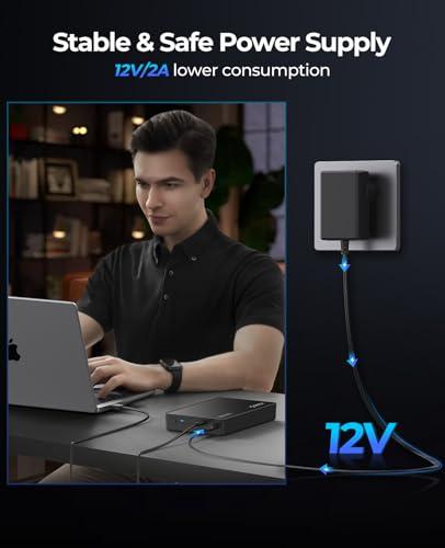 ORICO ORICO 3.5\" External Hard Drive Enclosure SATA III to USB3.1 Type C for HDD Tool-Free Installation Supports UASP and 20TB Drives - Black