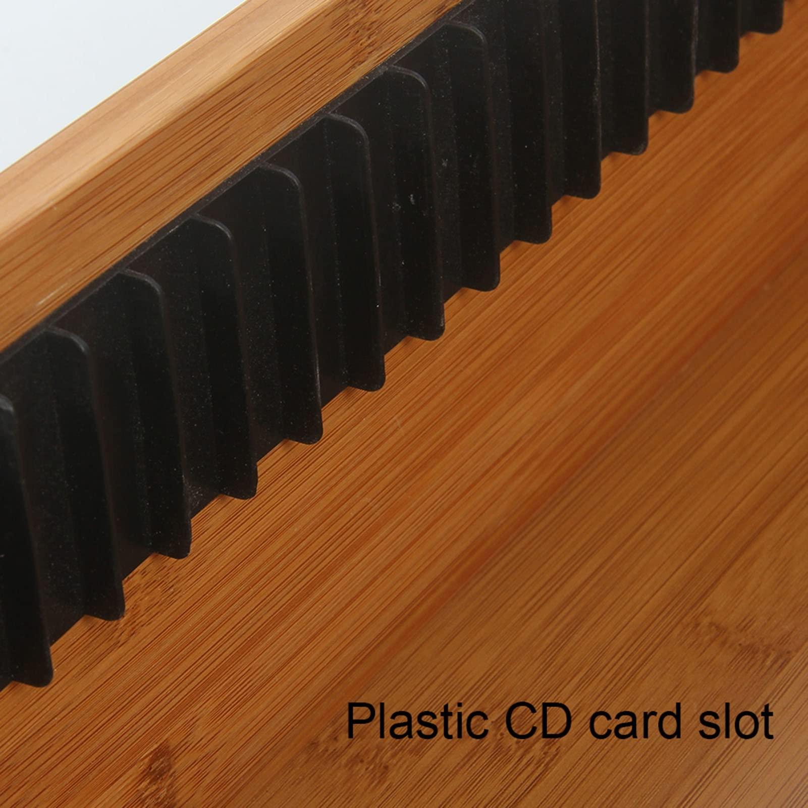 SOBS SOBS Natural Bamboo CD Storage Rack, Modern Tiered Shelf, Holds 39 CDs, 56x14.5x15cm, Indoor Use