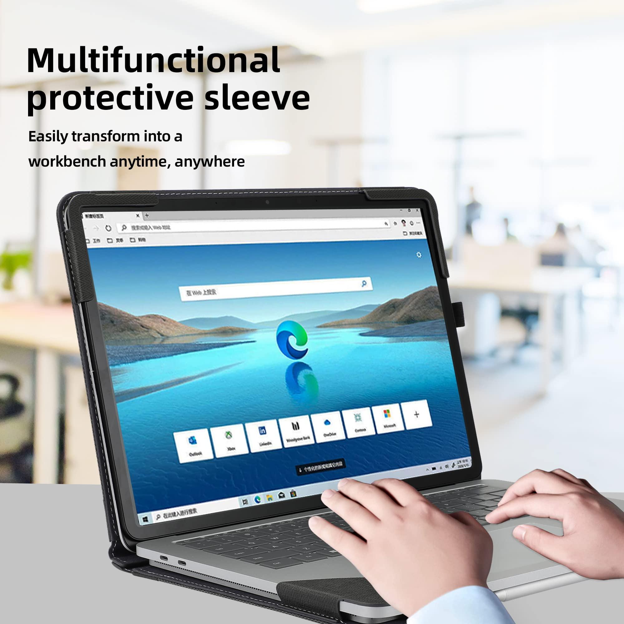 forubar Case Cover for New Microsoft Surface Laptop Studio 2& Laptop Studio Tablet14.4-inch Screen 2-in-1 PU Leather Protective Shell(Surface Laptop Studio, Herringbone Pattern Gray)