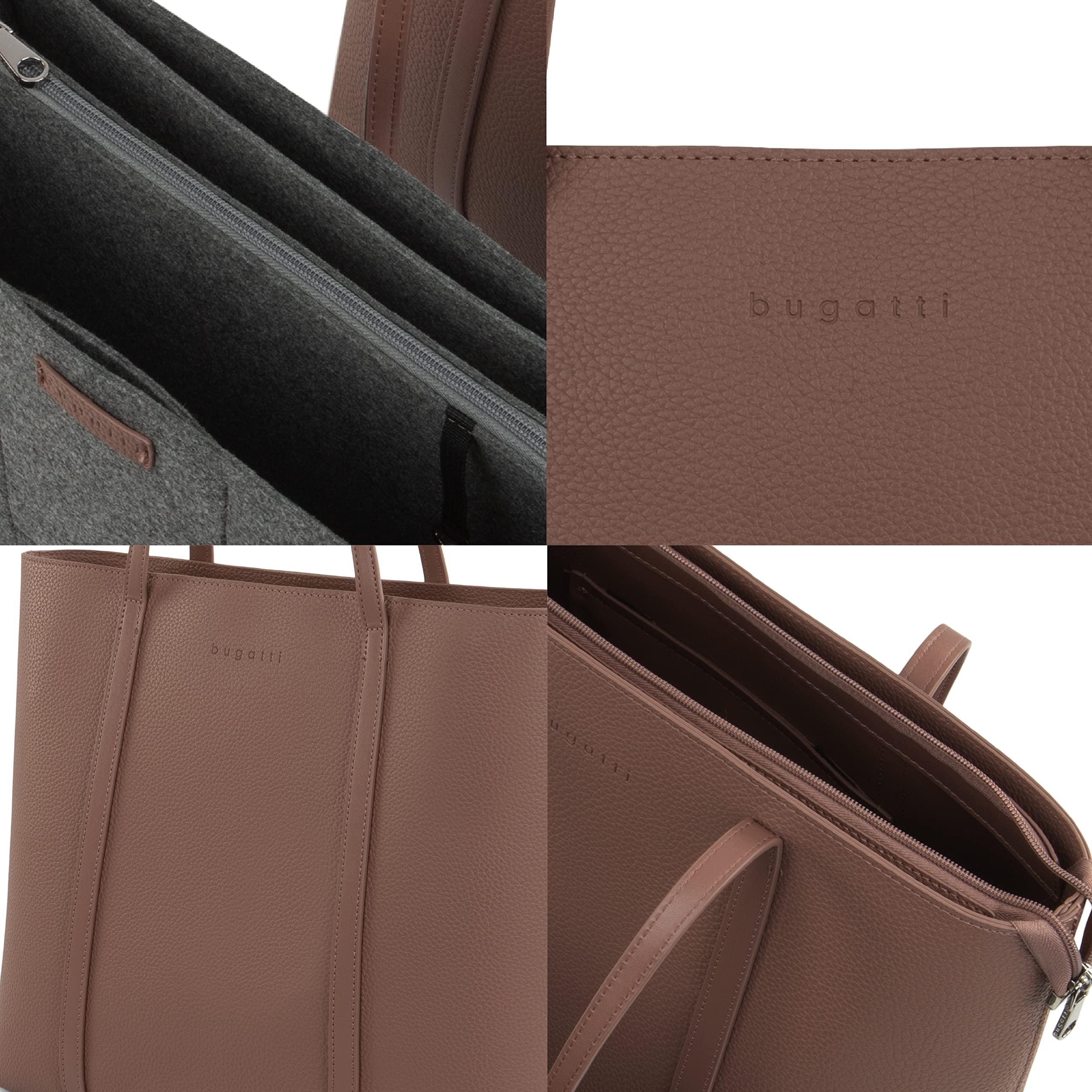 Bugatti Bugatti Pure Collection Tote Bag for Women, Girls, and Teens, Vegan Leather Purse with Removable Laptop Sleeve For Work, School, or Travel, Fits Tablets, Phone, Wallet and More, Pink