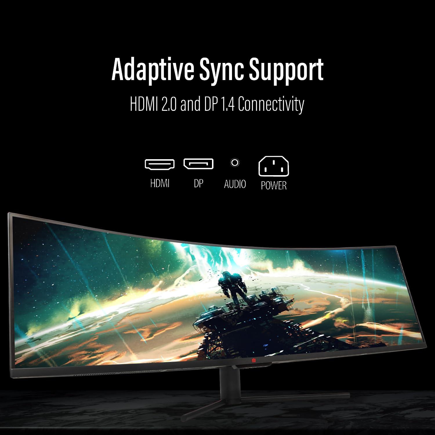 Deco Gear Deco Gear 49" Curved Ultrawide Gaming Monitor | 32:9 | 3840x1080 | 144Hz | 3000:1 | E-LED | 2 HDMI | 2 Display Port