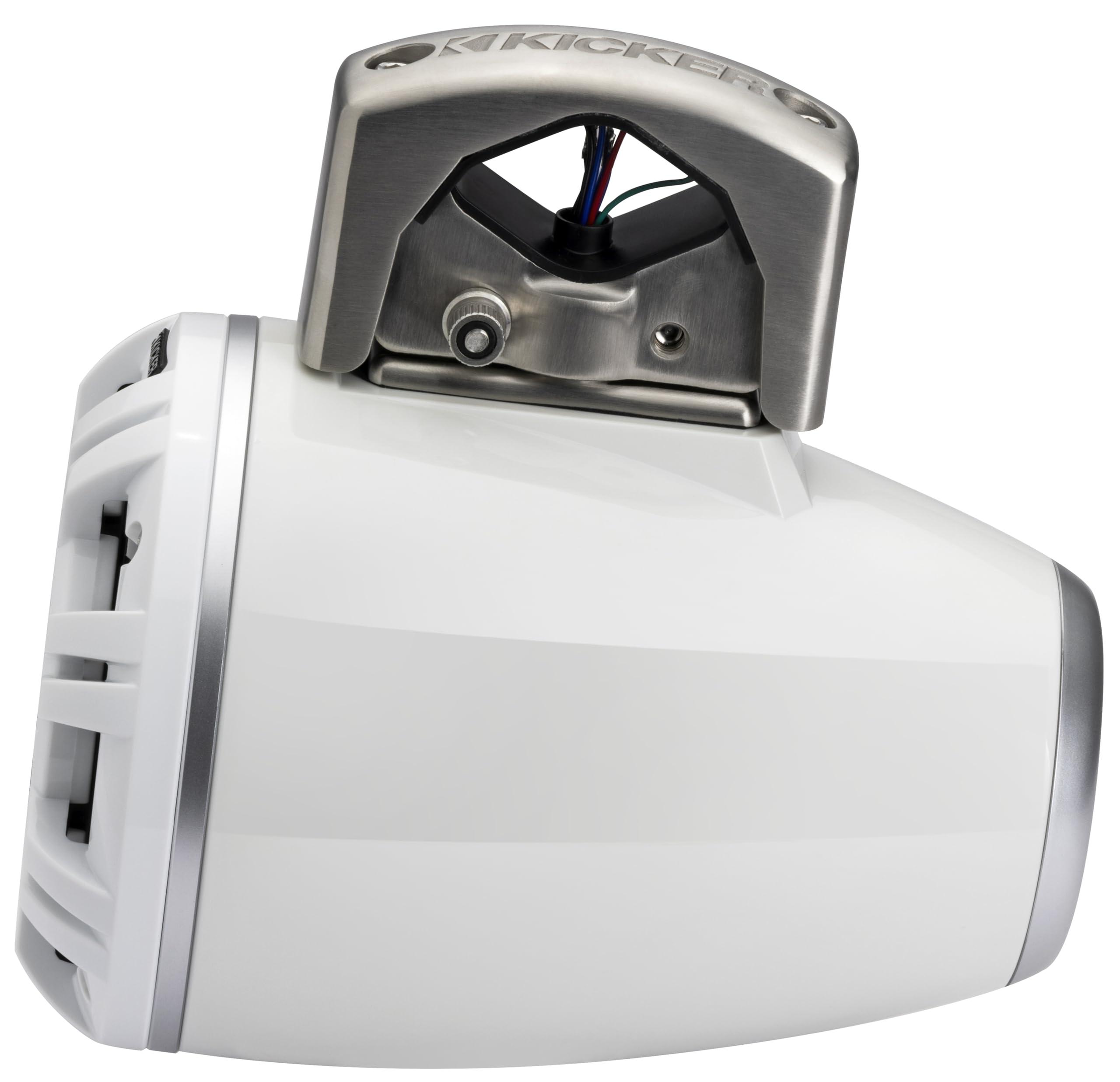 KICKER Kicker 51KMTCXL65W 6.5" RGB LED Horn Loaded Compression Driver Marine Tower Speakers, Pair, White