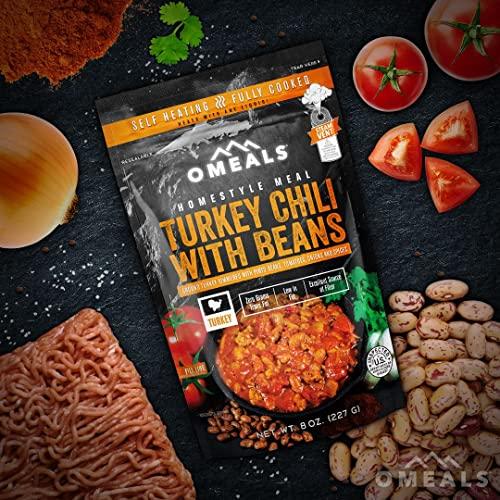 OMEALS OMEALS Turkey Chili with Beans-MRE-Sustainable Premium Outdoor Food-Extended Shelf Life-Fully Cooked w/Heater-No Refrigeration-Perfect for Outdoor Enthusiasts, Travelers, Emergency Supplies-USA Made