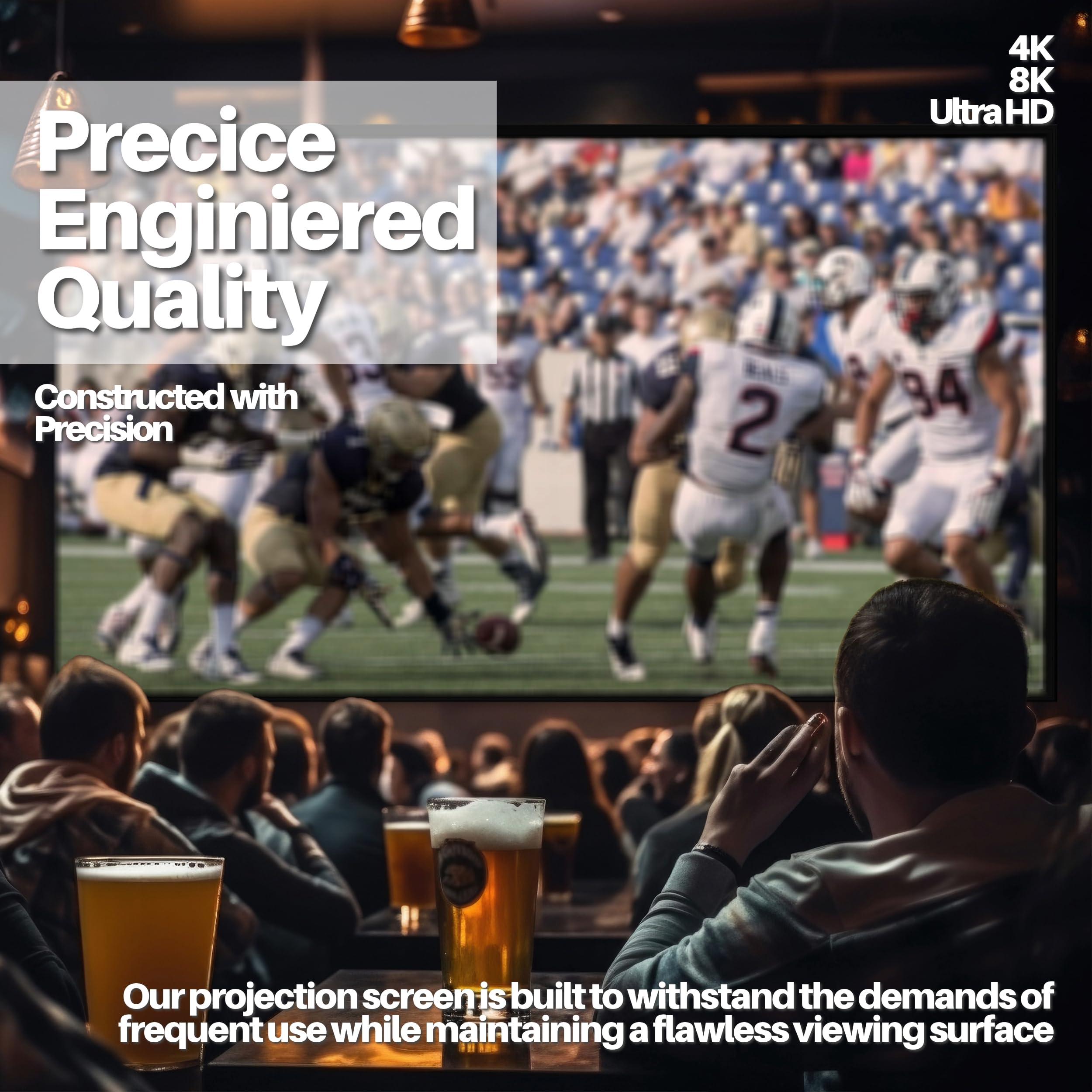 KHOMO GEAR KHOMO GEAR Fixed Frame Projector Screen - Matte 200 inch - Hang on Wall - 4K - 8K Ultra HD, HDTV, HDR & Active 3D, Ultra Short Throw - 16:9 Format