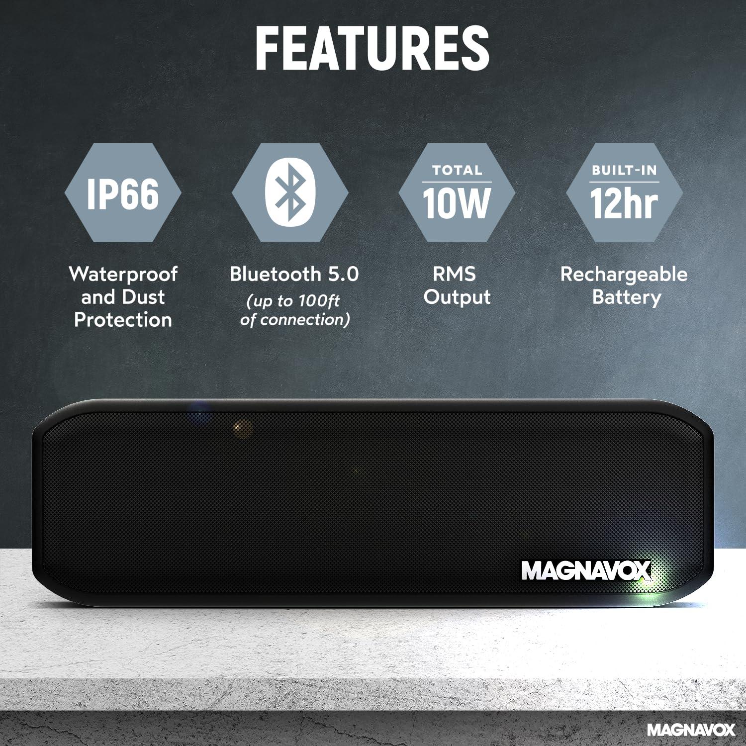 Magnavox Magnavox MMA3928 Waterproof Portable Bluetooth Speaker in Black