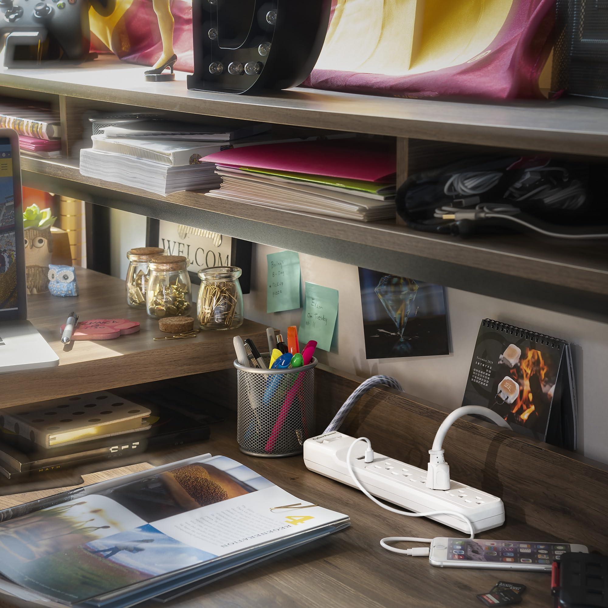 CyberPower CyberPower P504UC Surge Protector, 500J/125V, 15A, 5 Outlets, 2 USB Charging Ports, 4 Foot Cord, White, UL Listed