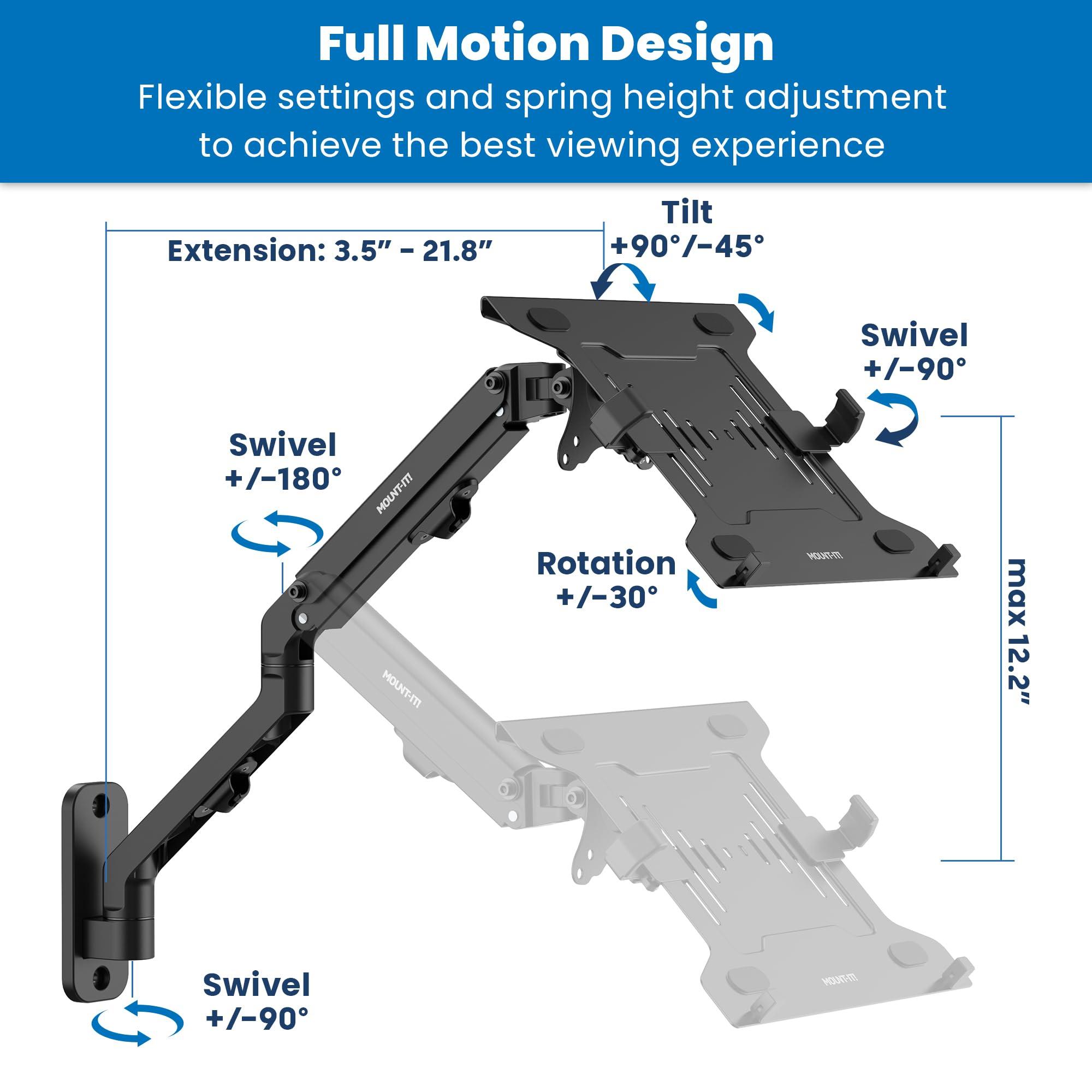 Mount-It! Mount-It! Ergonomic Laptop Arm for Wall or Pole Mounting, Full Motion Adjustments, Versatile Design, Easy Installation
