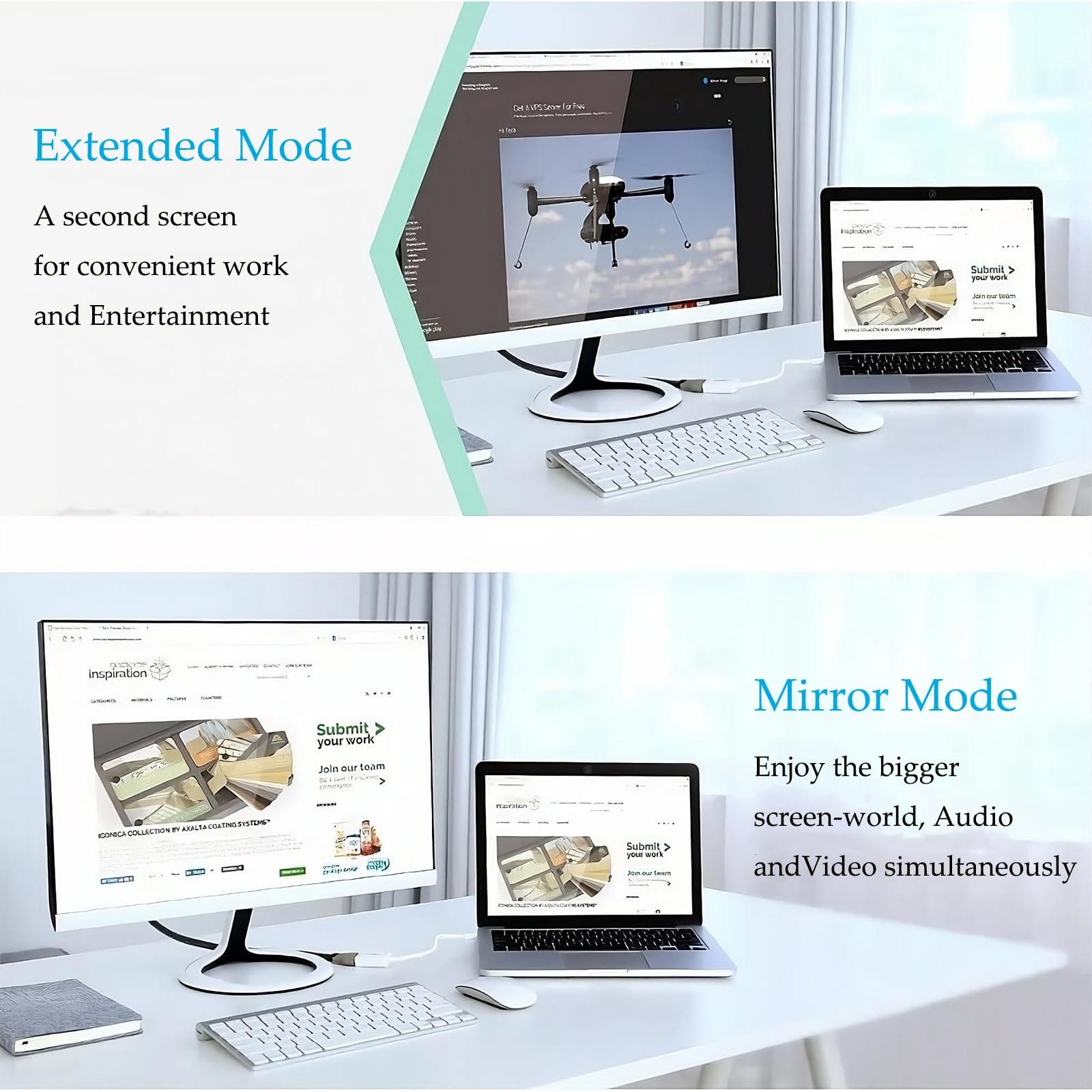 elytronic elytronic Mini DisplayPort to HDMI Adapter, 4K 30Hz Thunderbolt 2.0 Mini DP to HDMI Adapter Cable Compatible with Monitor, Projector (1)