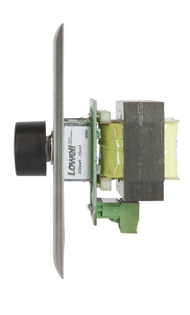 Lowell Lowell 200LVC-DSB 200W Mono Volume Control with 2-Gang Decorator Wall Plate, Stainless Steel/Black; 3dB per Step; for Use with 70V Speaker Line; Rotary Dial; Phoenix-Style Termination