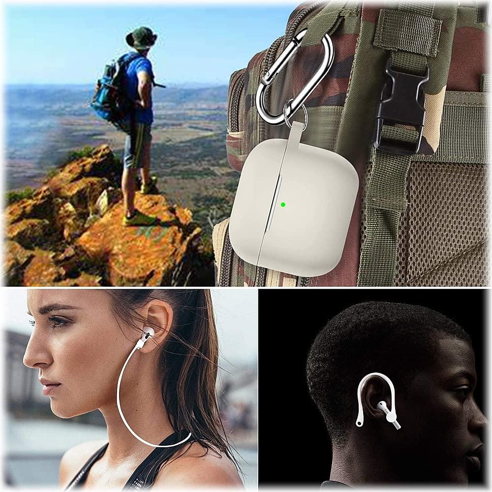 ZERODAMAGE SAHARA CASE SaharaCase Silicone Case for Apple AirPods 3 (2021 3rd Generation) [Rugged] Full Body Protection Antislip Grip Slim with Keychain (Glow White)