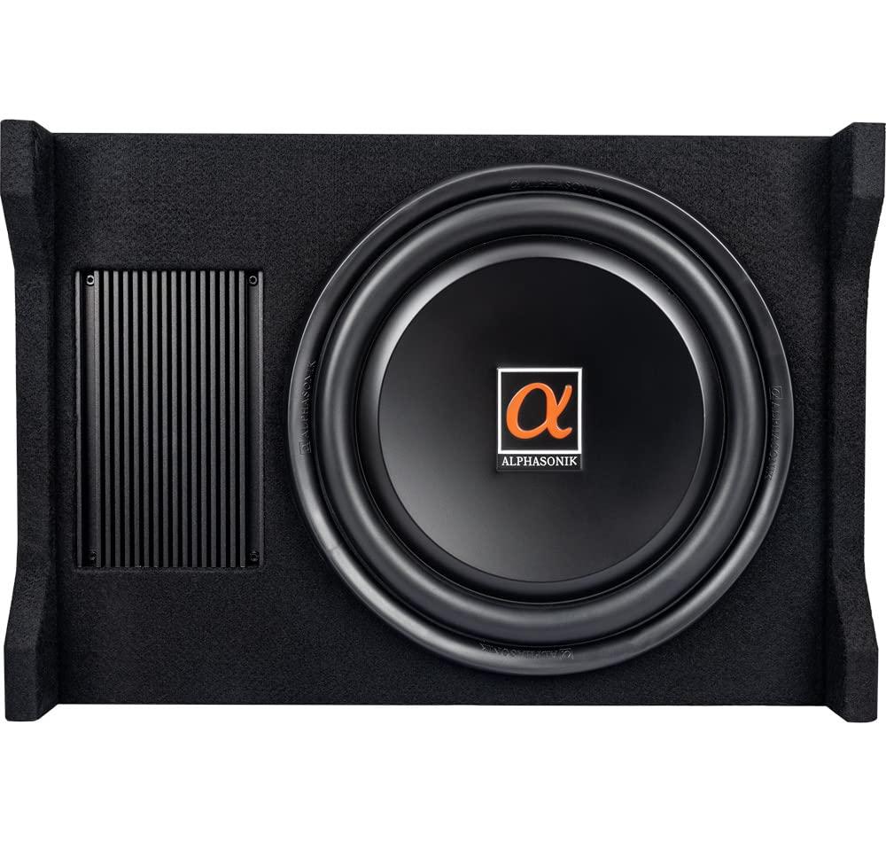 Alphasonik Alphasonik AS120A 12" 1500 Watts with a Built-in Amplifier Down-Firing Shallow Mount Enclosed for Tight Spaces in Cars and Trucks, Slim Thin Loaded Subwoofer Air Tight Sealed Bass Enclosure