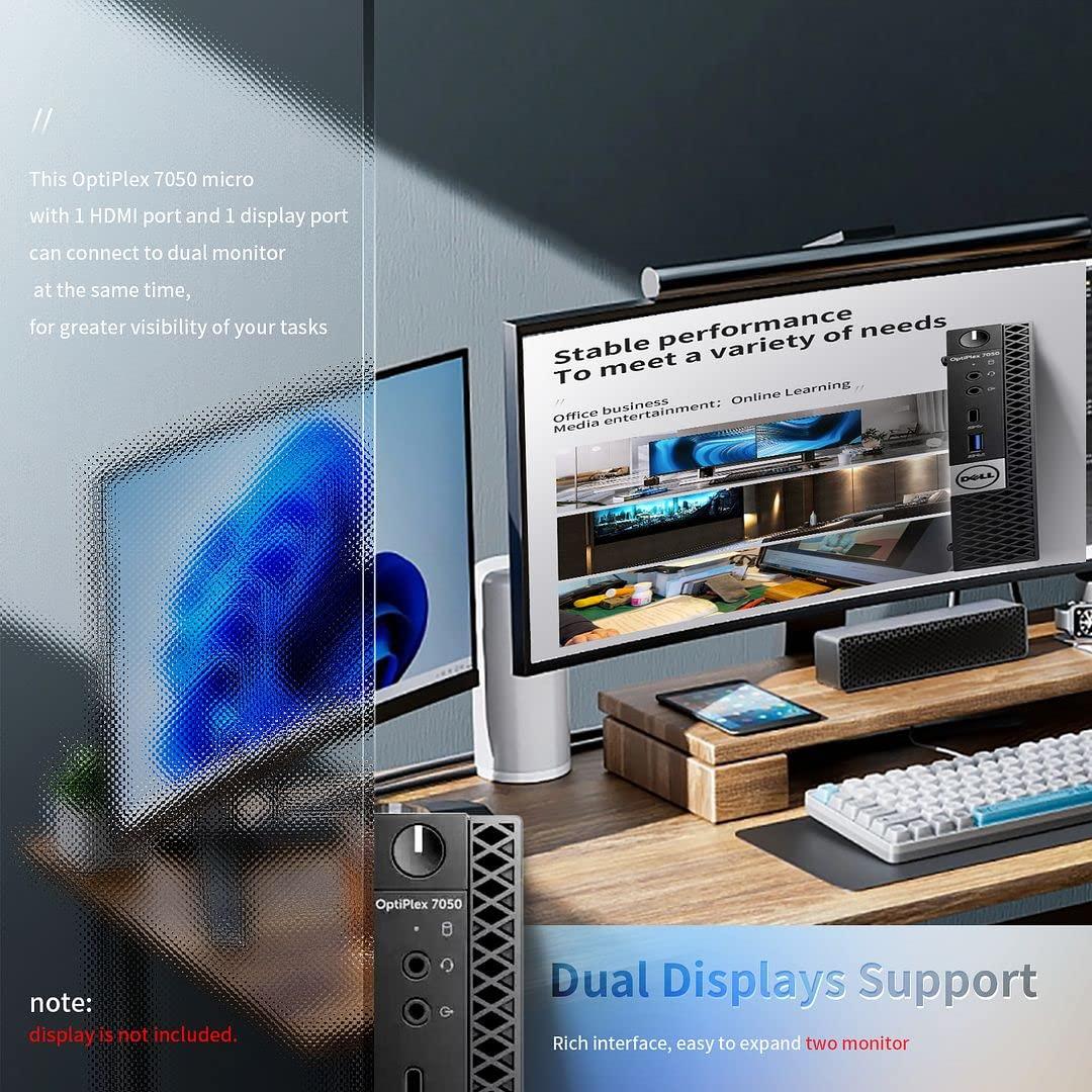 Dell Dell Optiplex 7050 Micro Desktop PC, Intel Quad Core i5-6500T 2.50Ghz,32GB DDR4 512GB NVMe M.2 SSD, AX210 Built-in WiFi 6E Bluetooth 5.2 HDMI Windows 10 Pro Wireless Keyboard & Mouse (Renewed)